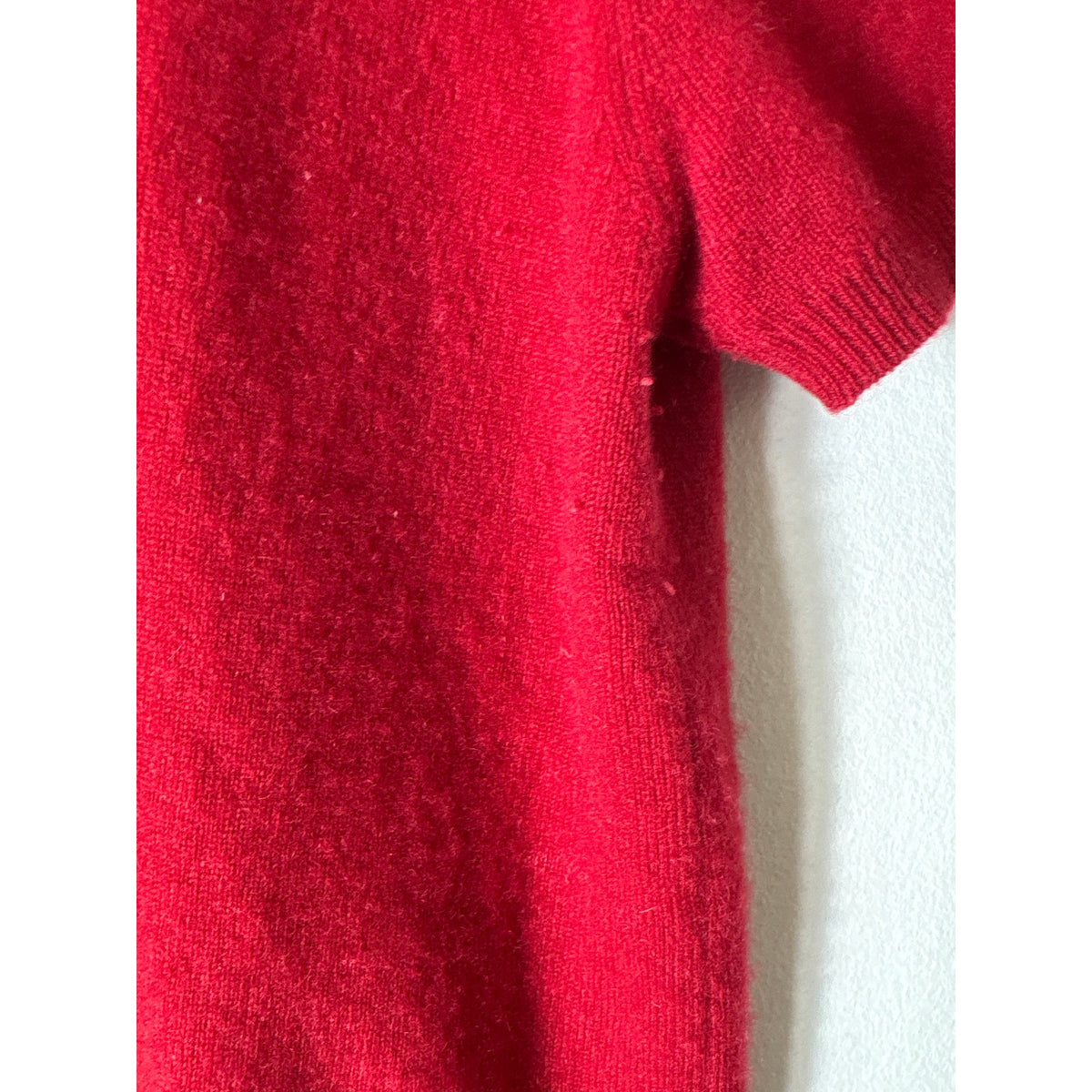 White + Warren Red Cashmere Short Sleeve Sweater Sz XL