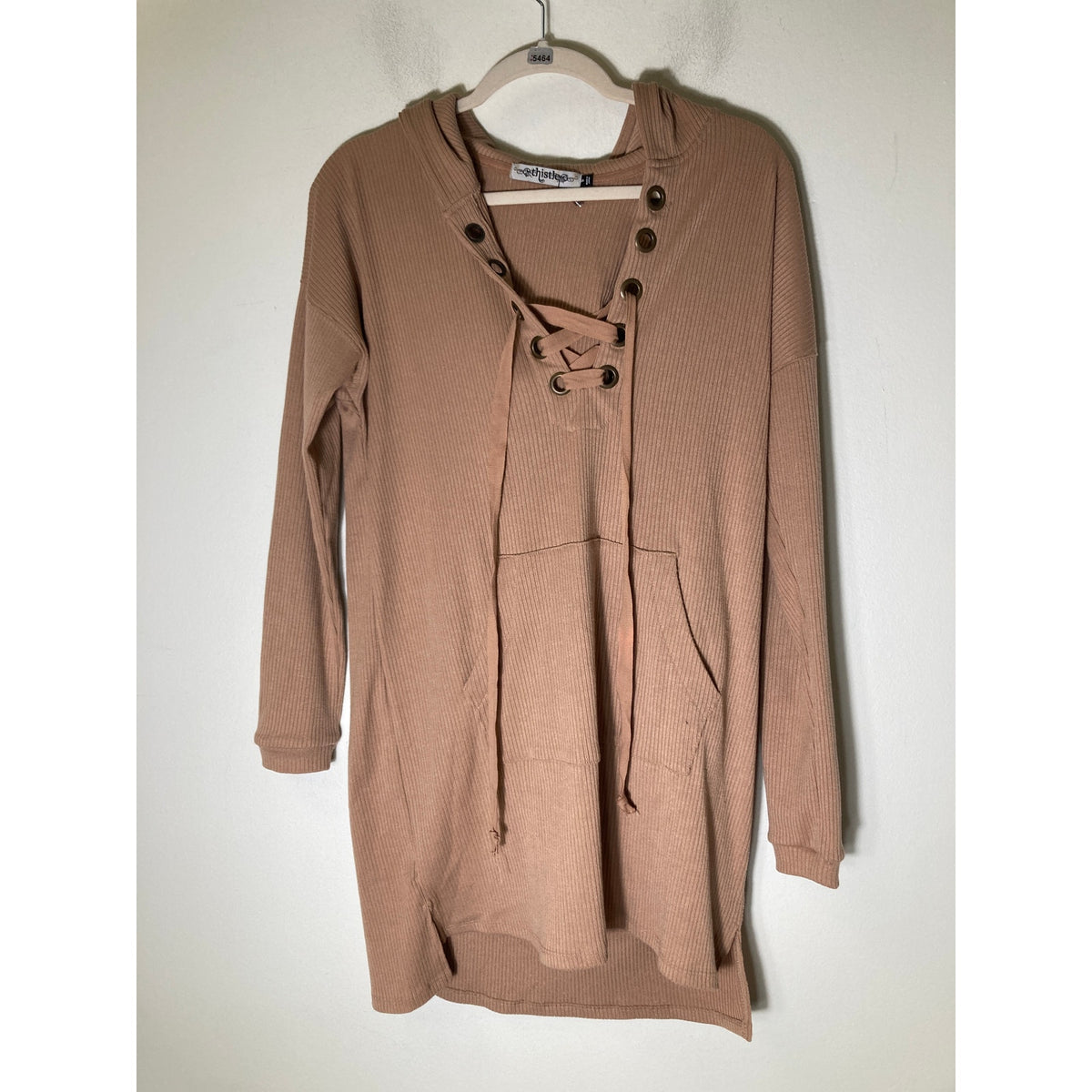 Thistle Ribbed Lace Up Pullover Hoodie Sz s