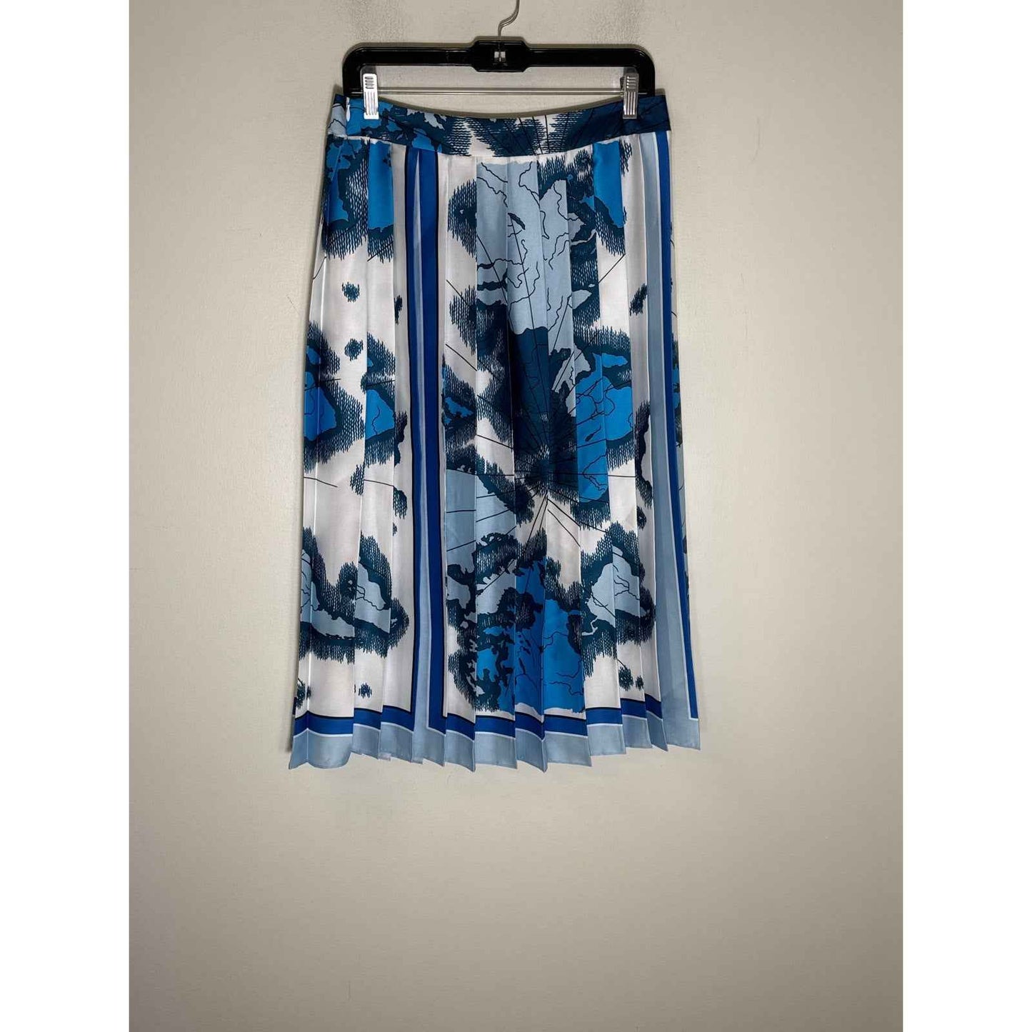 Victoria Beckham Blue and White Pleated Skirt Sz 4