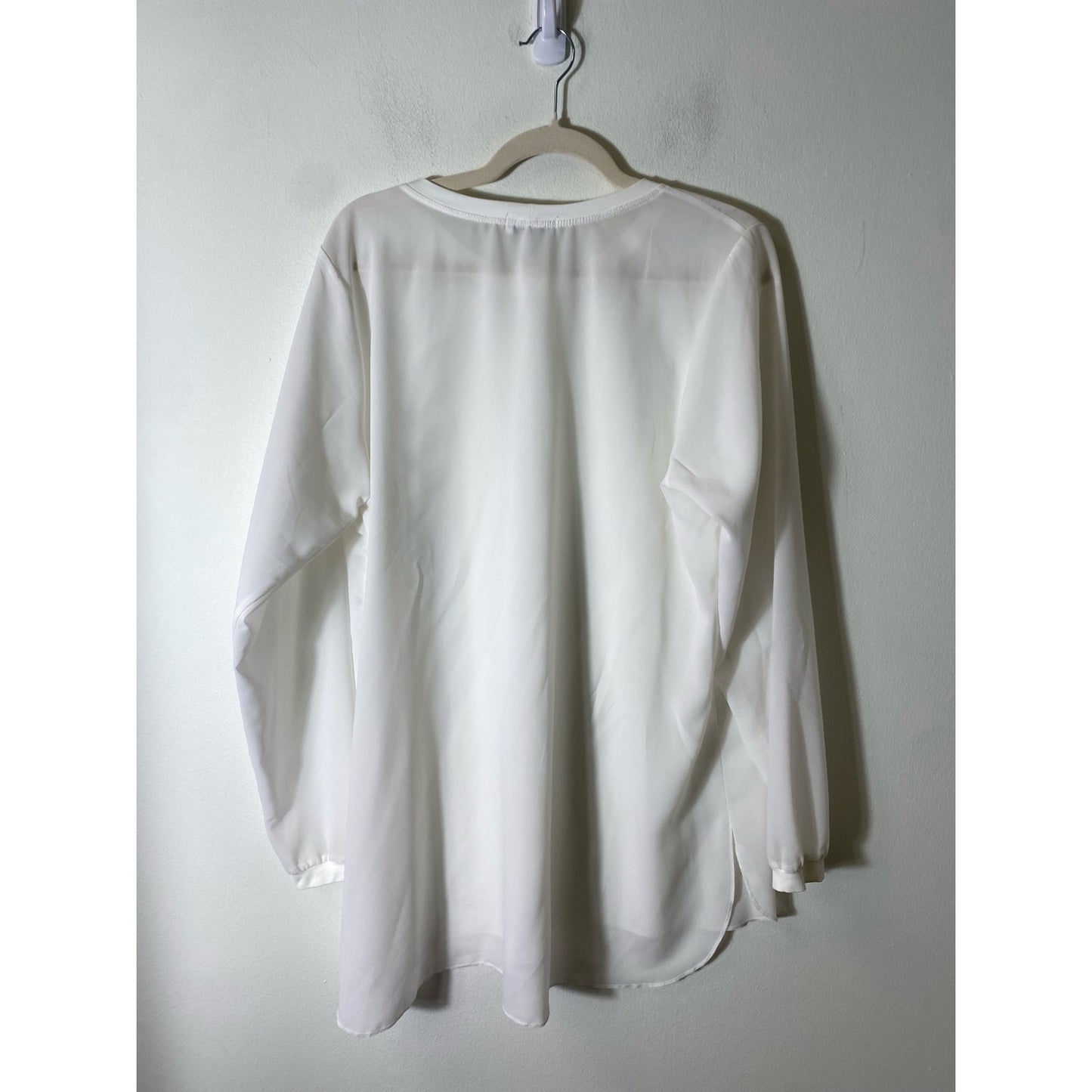Bundle of 2 A'Nue White/Black Sheer Long Sleeve Tops Sz L
