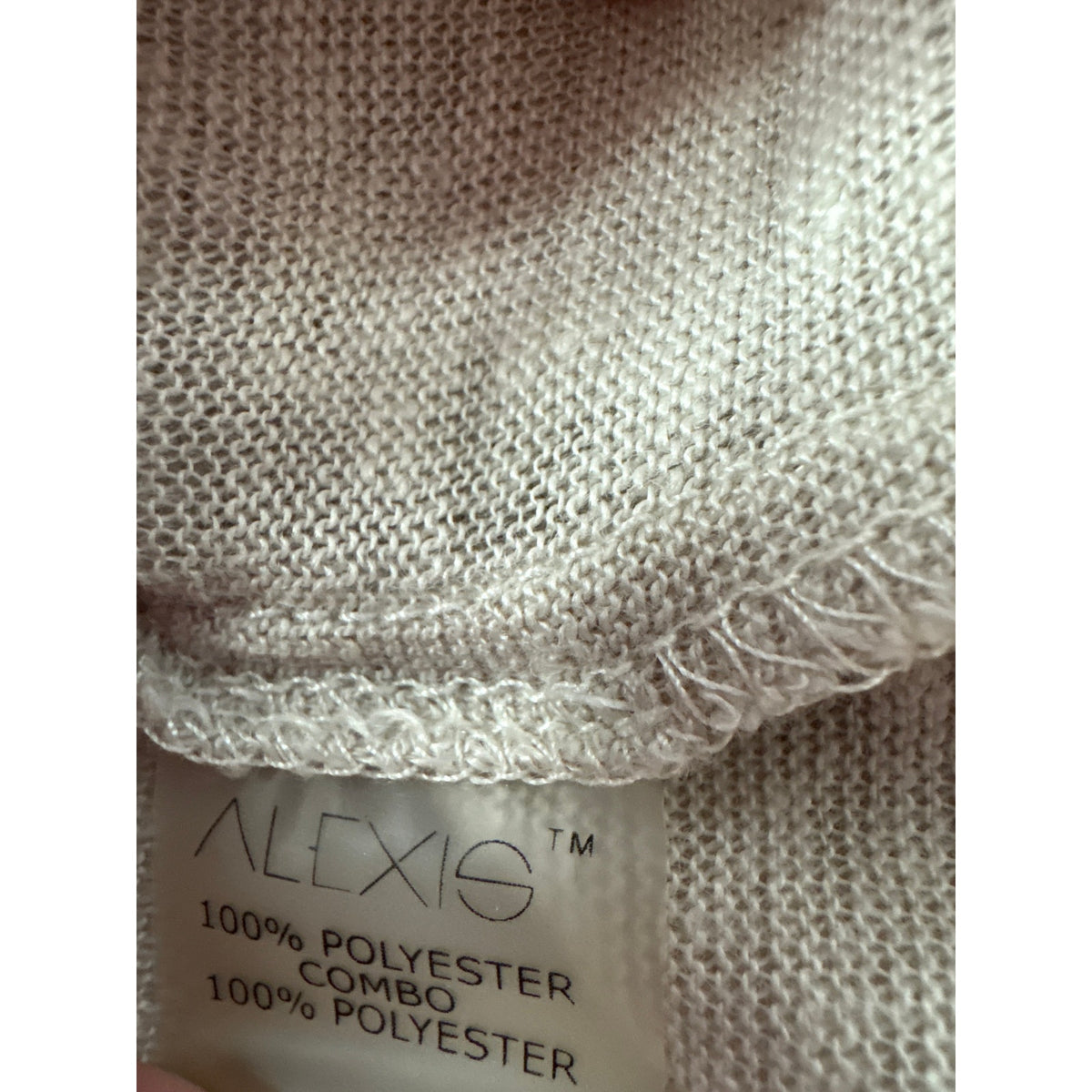 Alexis Beige Mixed Media Knit/Net Hooded Sweater Sz OS