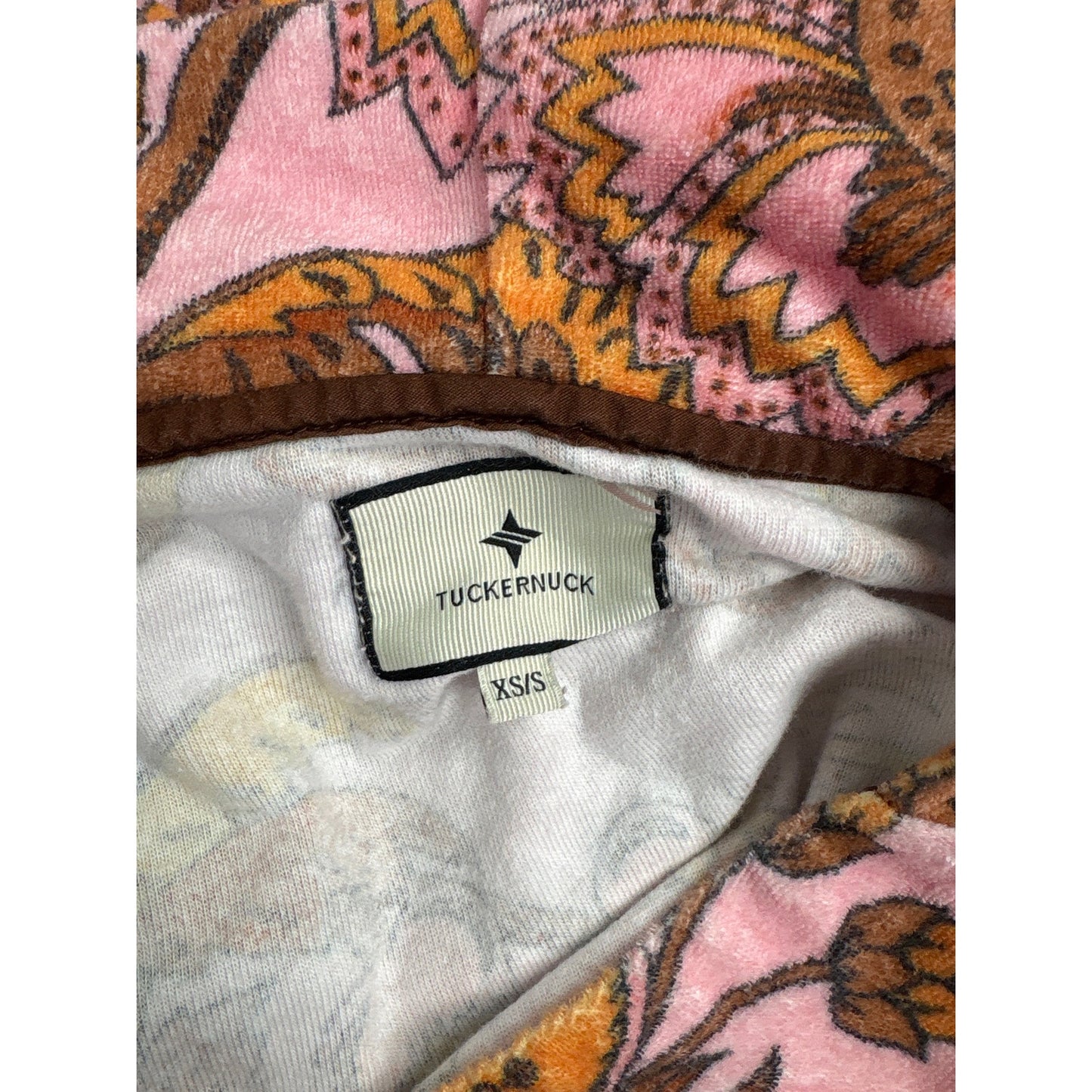 Tuckernuck Terry Towel Pink and Brown Hooded Coverup. Sz Xs/S
