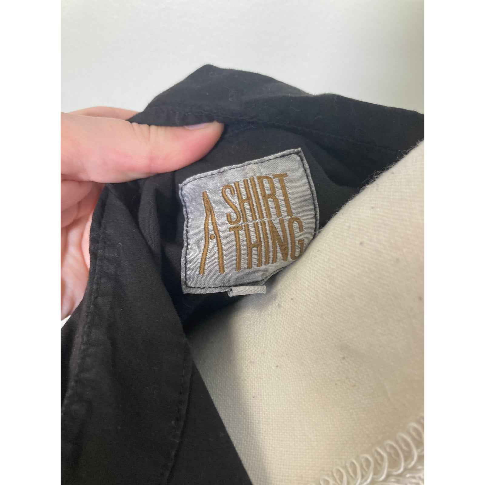 A Shirt Thing Black Cotton Button Up Shirt Sz S
