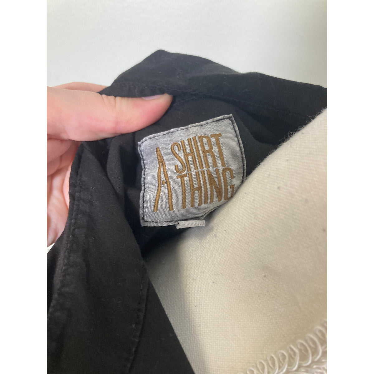 A Shirt Thing Black Cotton Button Up Shirt Sz S