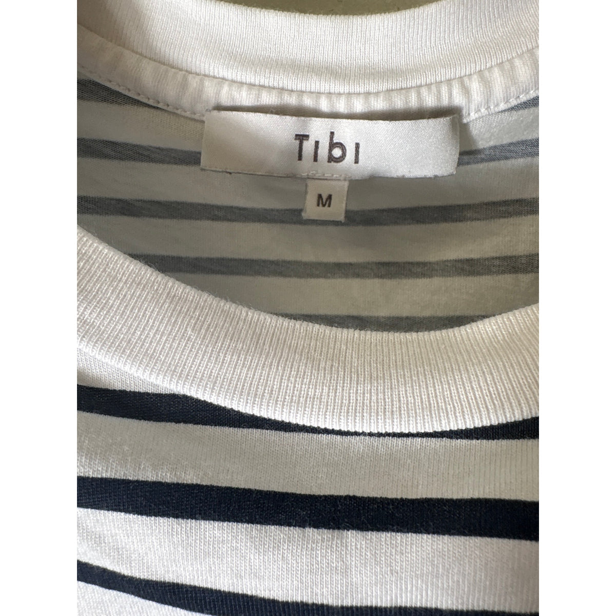 Tibi Black and White Stripe Sleevless Cotton Shirt Sz M