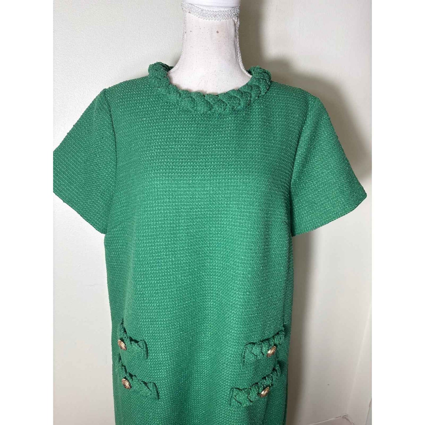 Tuckernuck Bright Green Jackie Tweed A-Line Mini Dress sz XL