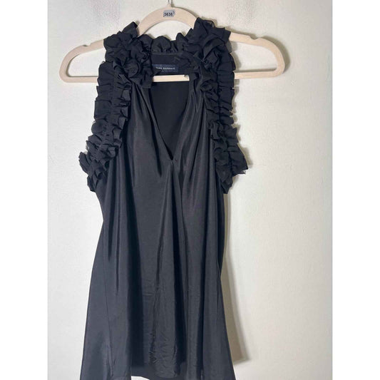 Banana Republic Black Sleeveless V-Neck Ruffle Top Sz S