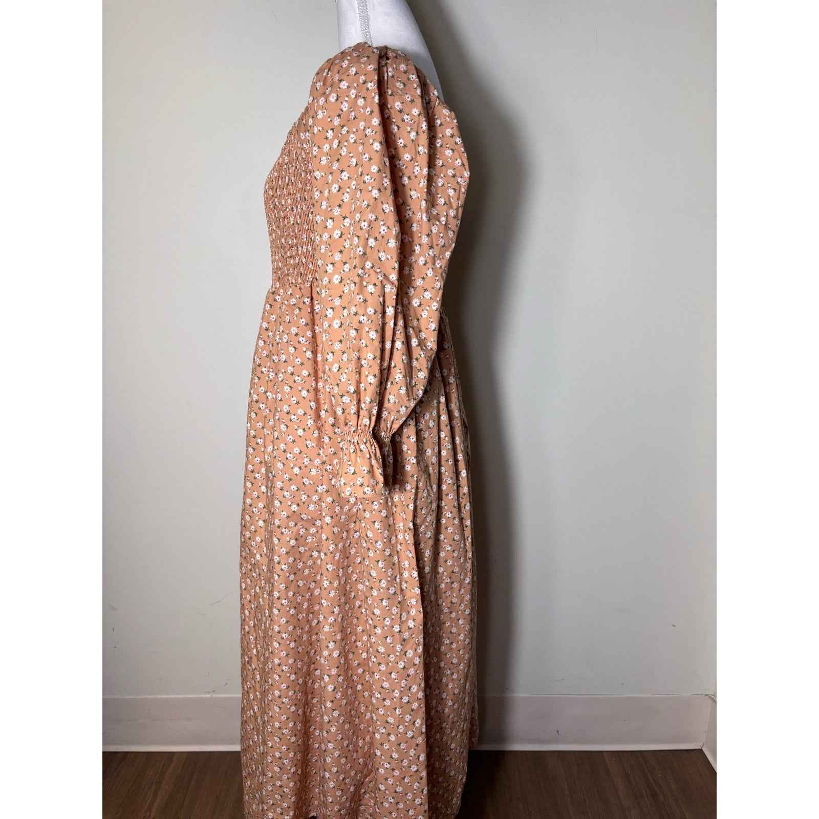 English Factory TAn Floral Peasant Dress Sz L