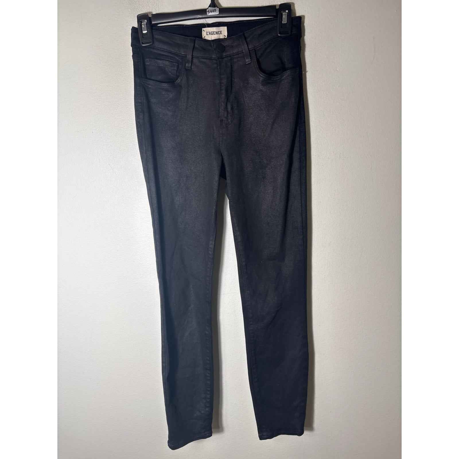 L'Agence Black Margot Skinny High Rise Shimmery Pants Sz 26