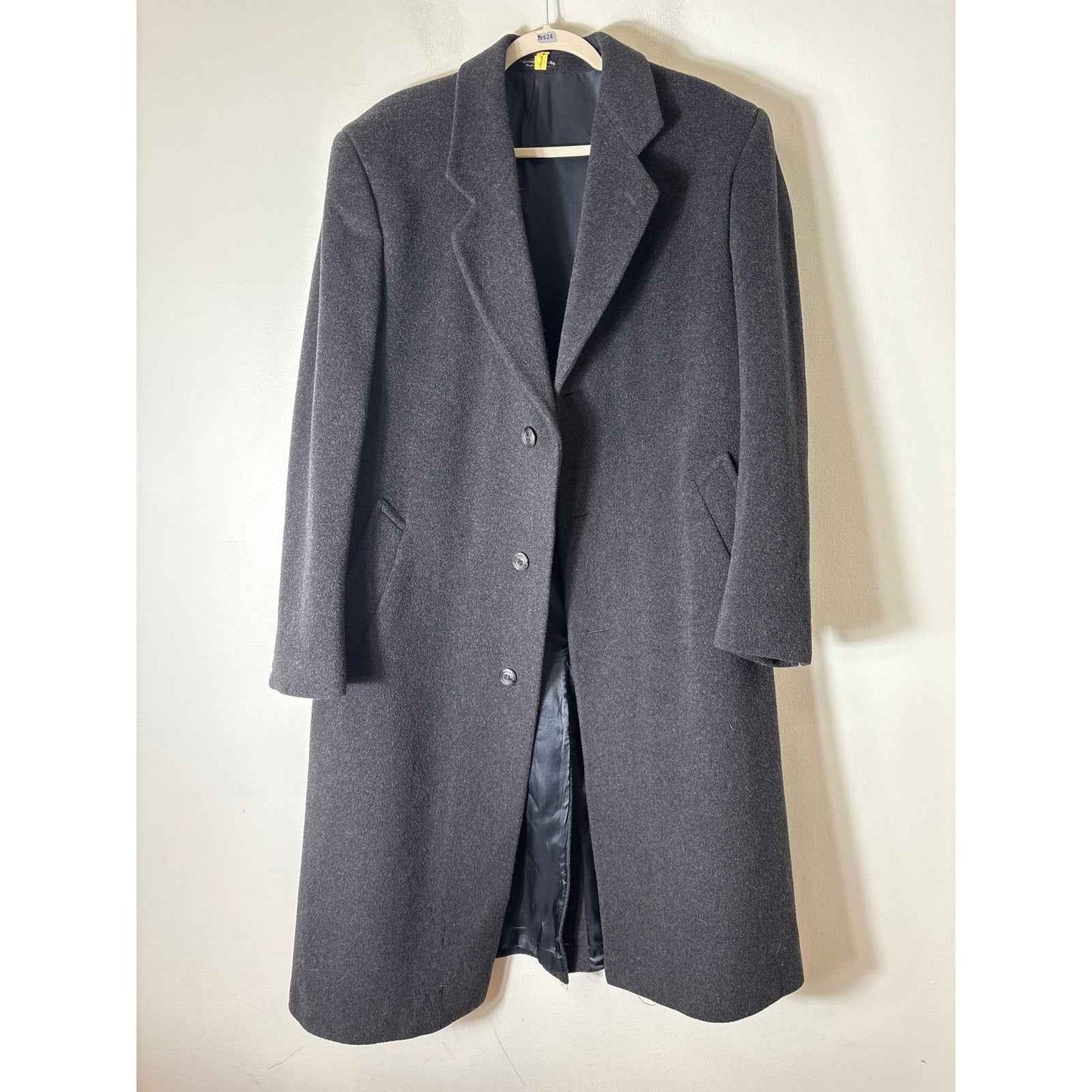 Men's Vintage Silver Cloud Charcoal Gray Long Sleeve Overcoat Sz 46L