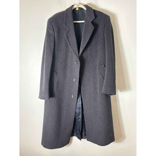 Men's Vintage Silver Cloud Charcoal Gray Long Sleeve Overcoat Sz 46L