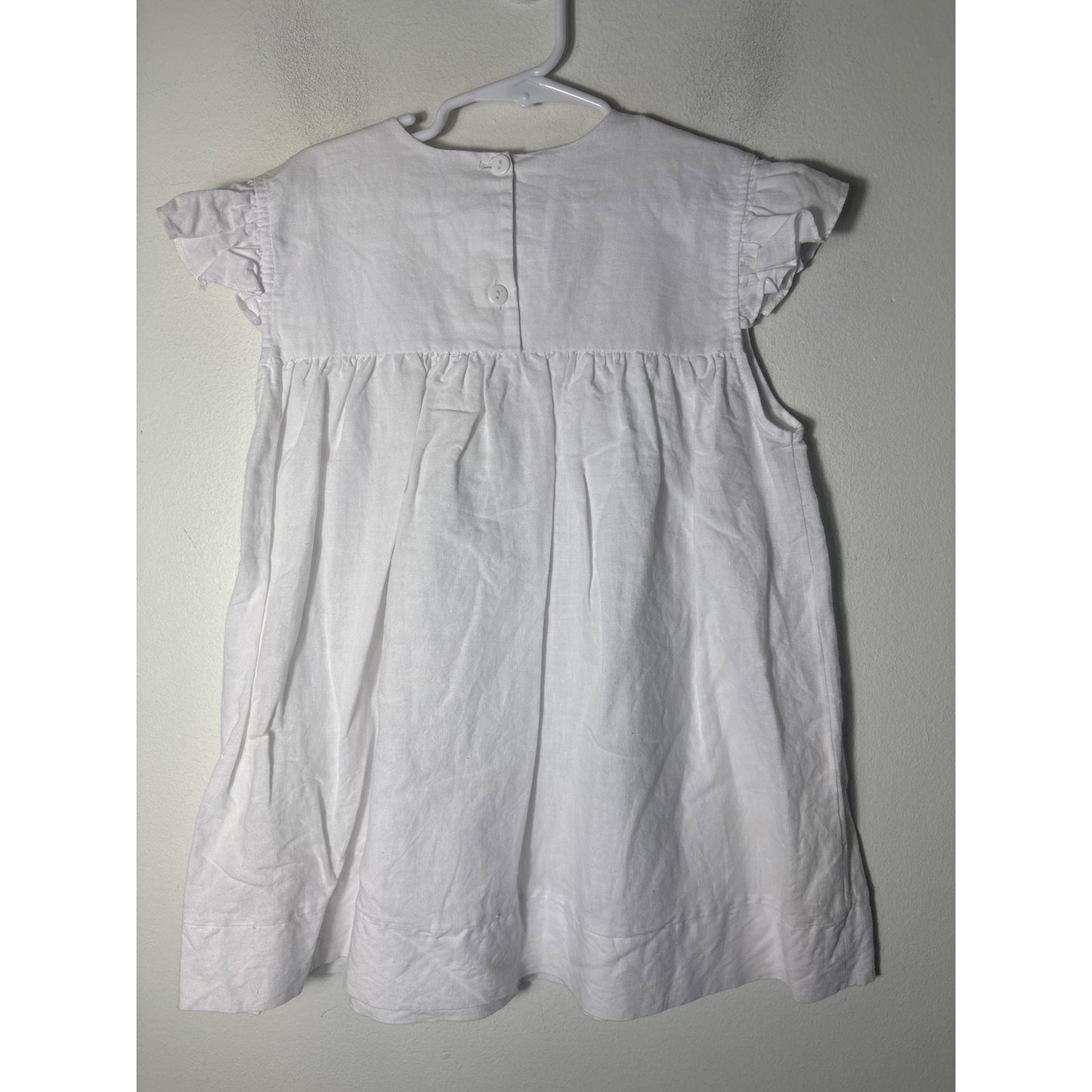 Girls Vintage White Linen Dress with Lollipops Sz 4-5