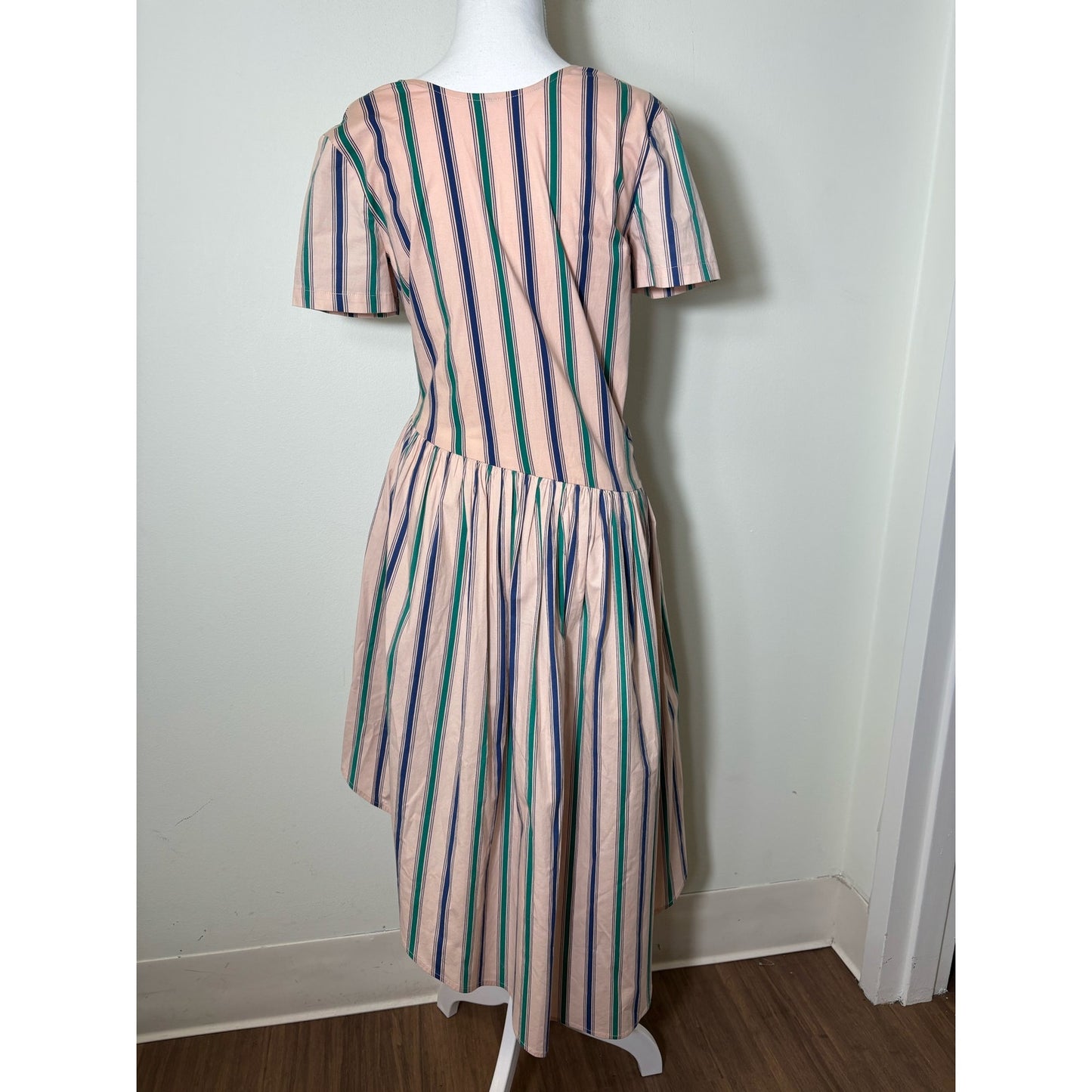 English Factory Light Peach Short Sleeve Asymmetrical Cotton Dress Sz XS