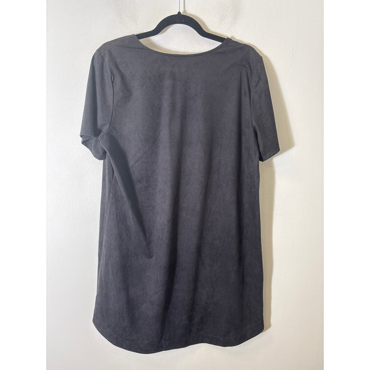 Abbeline Black Faux Suede Shift Dress Sz L