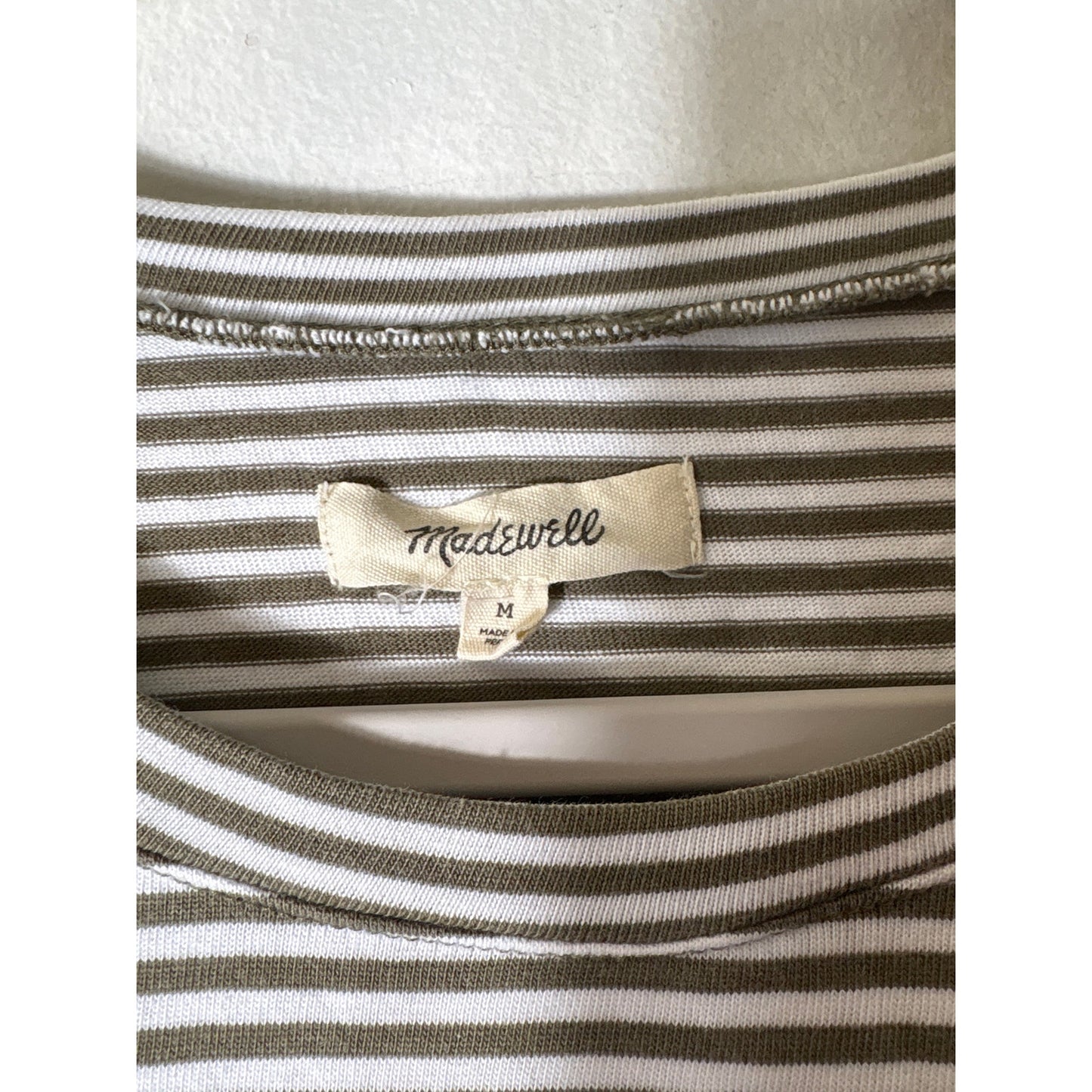 Madewell Brown and White Stripe Short Sleeve Tee Sz M