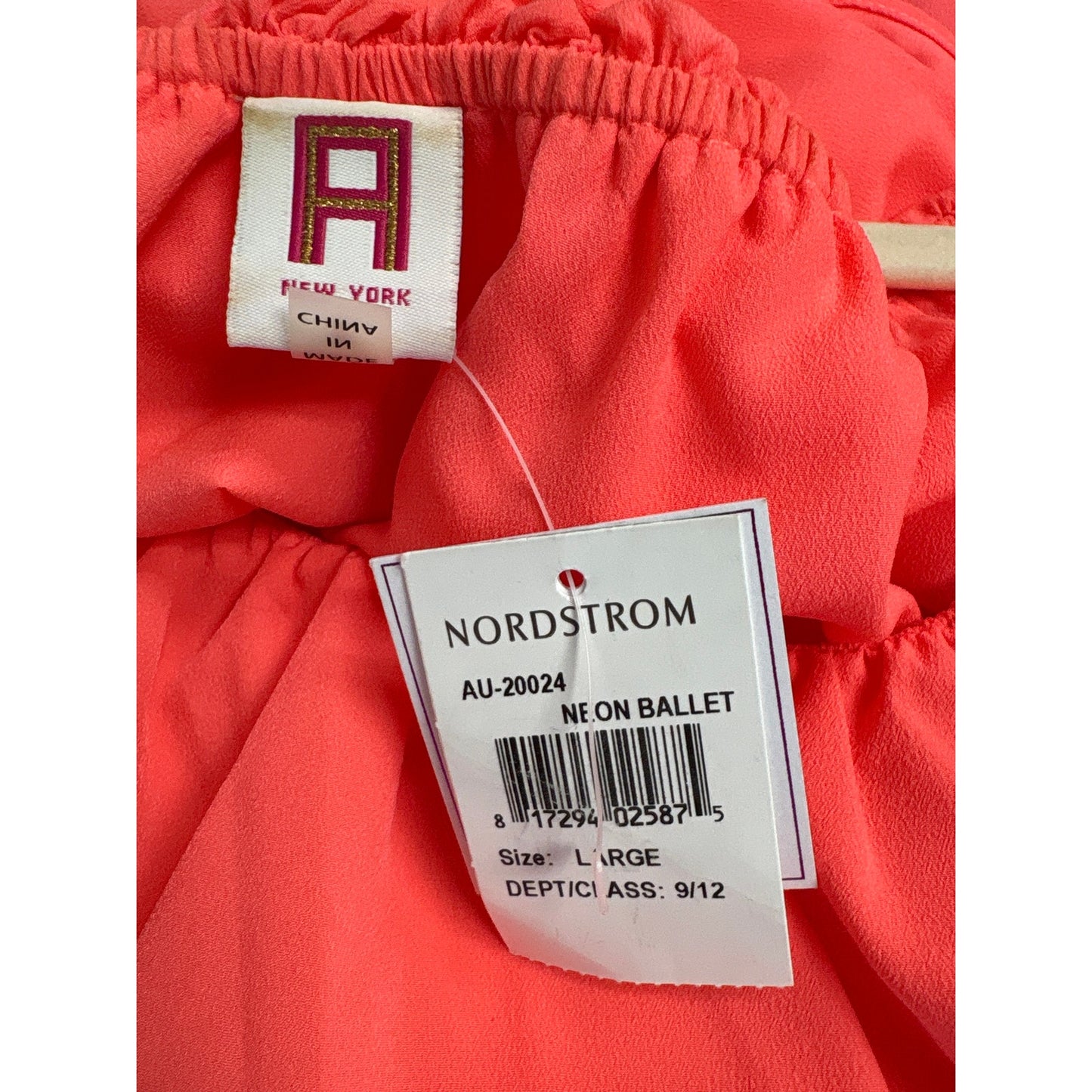 NWT A by Amanda Uprichard Neon Orange Off The Shoulder Mini Dress Sz L