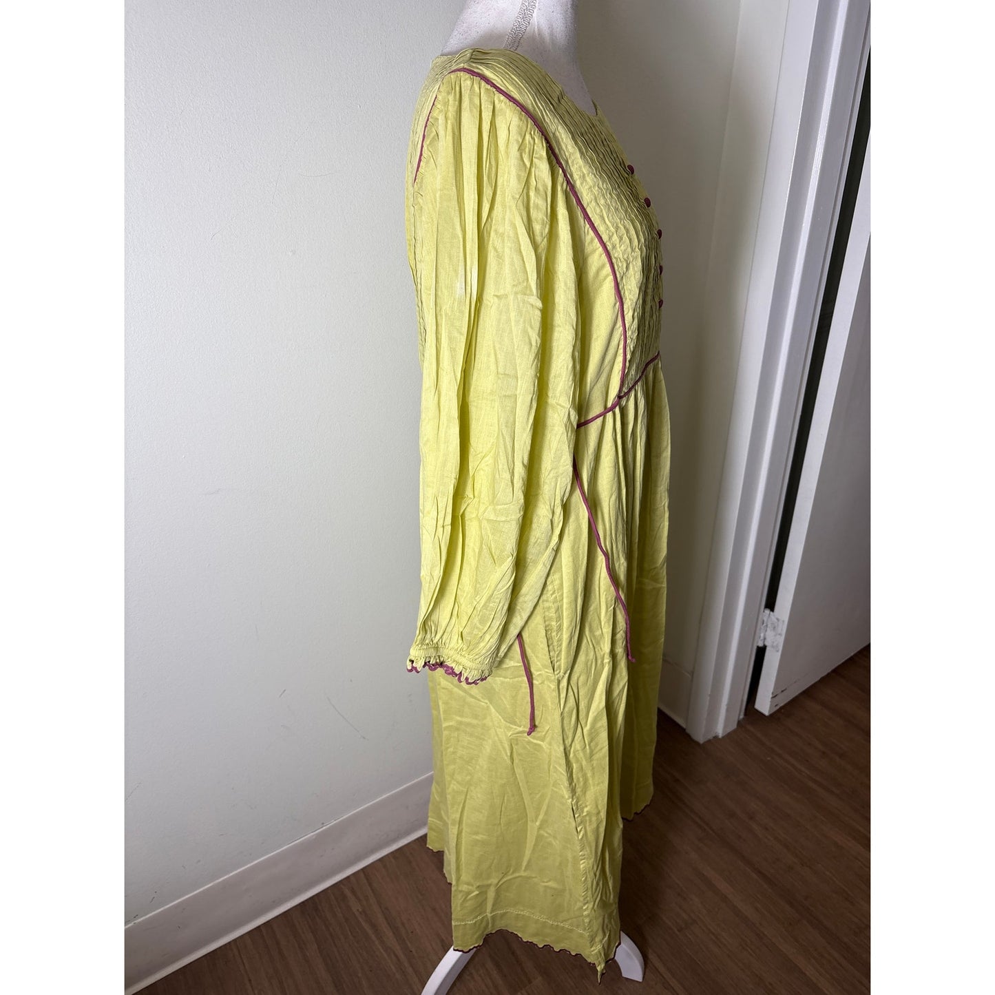 Baybala Army Green Long Sleeve Button Up Cotton Maxi Dress Sz L