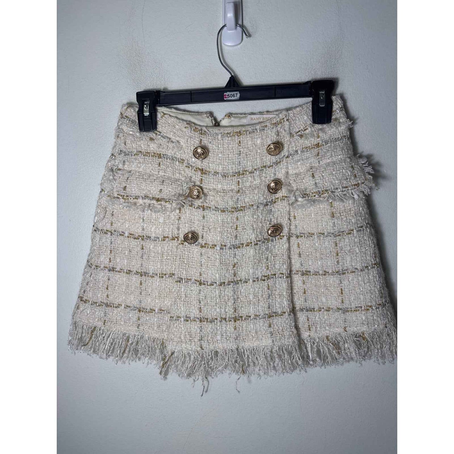 Ramy Brook Off White Tweed Preppy Mini Skirt Sz 2