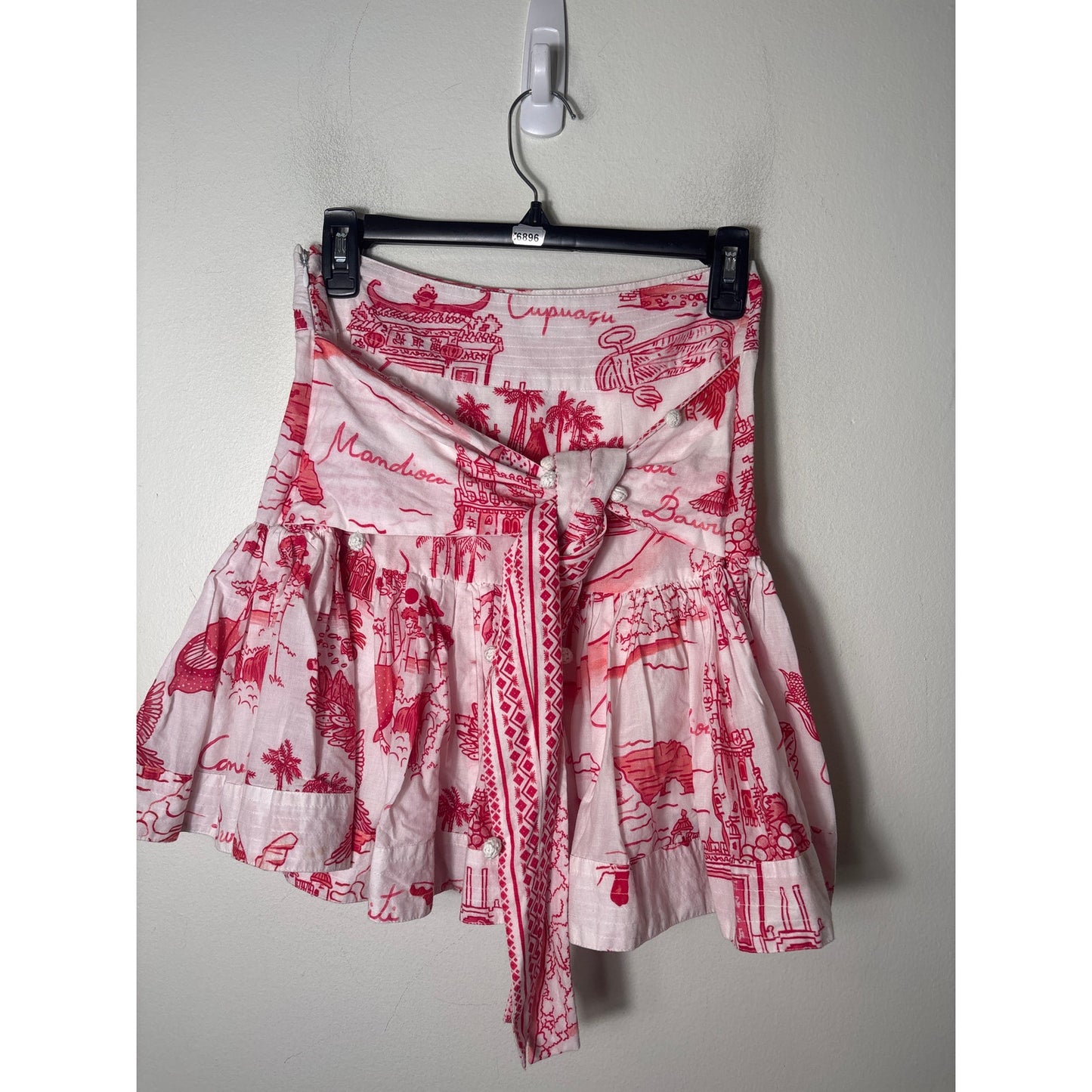Farm Rio Red White Cotton Mini Skirt Sz XS