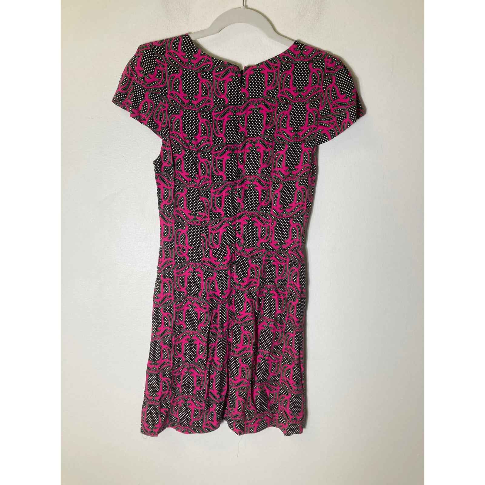 TOPSHOP Hot Pink Cap Sleeve Knee Length Dress Sz 4