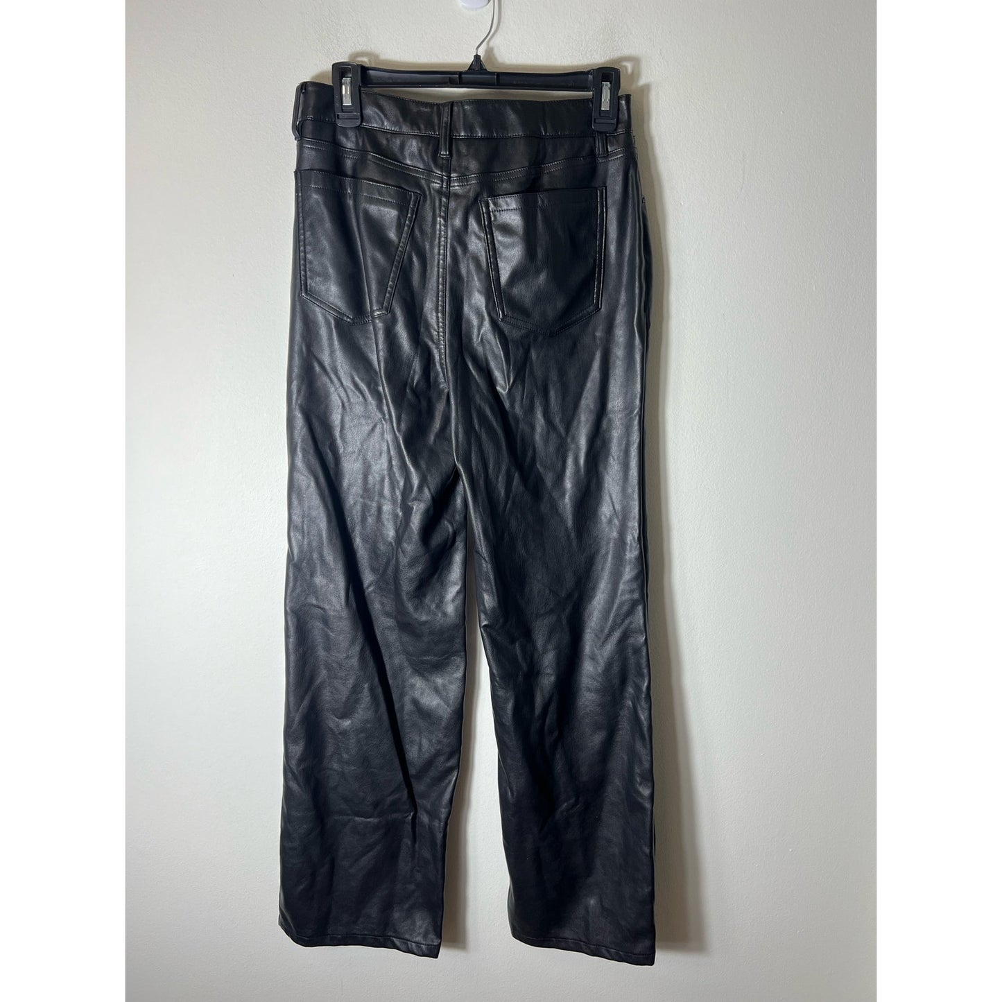 Afrm Black Leather Wide-Leg Pants Sz 4