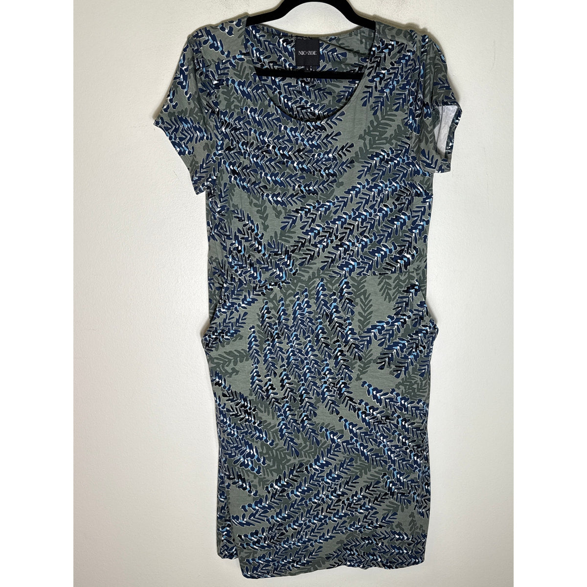 Nic + Zoe Green Short Sleeve Knee Length Sheath Dress Sz L