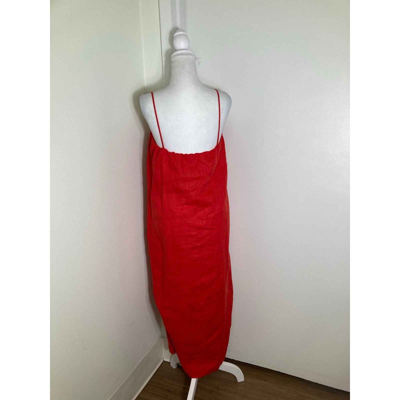 Donni Red Linen Panel Maxi Dress Sz M