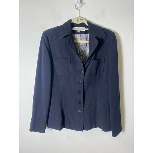Larry Levine Black with Pattern Lining Vintage Blazer Sz 6