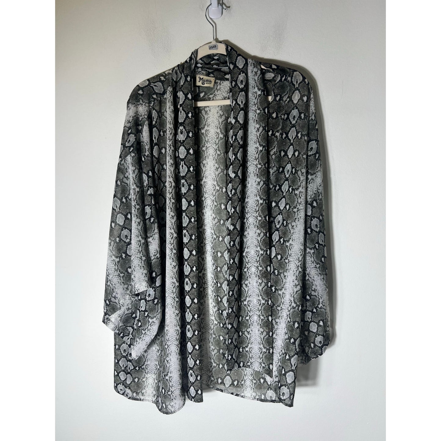 Show Me Your Mumu Gray Snakeskin Semi Sheer 3/4 Sleeve Sz M