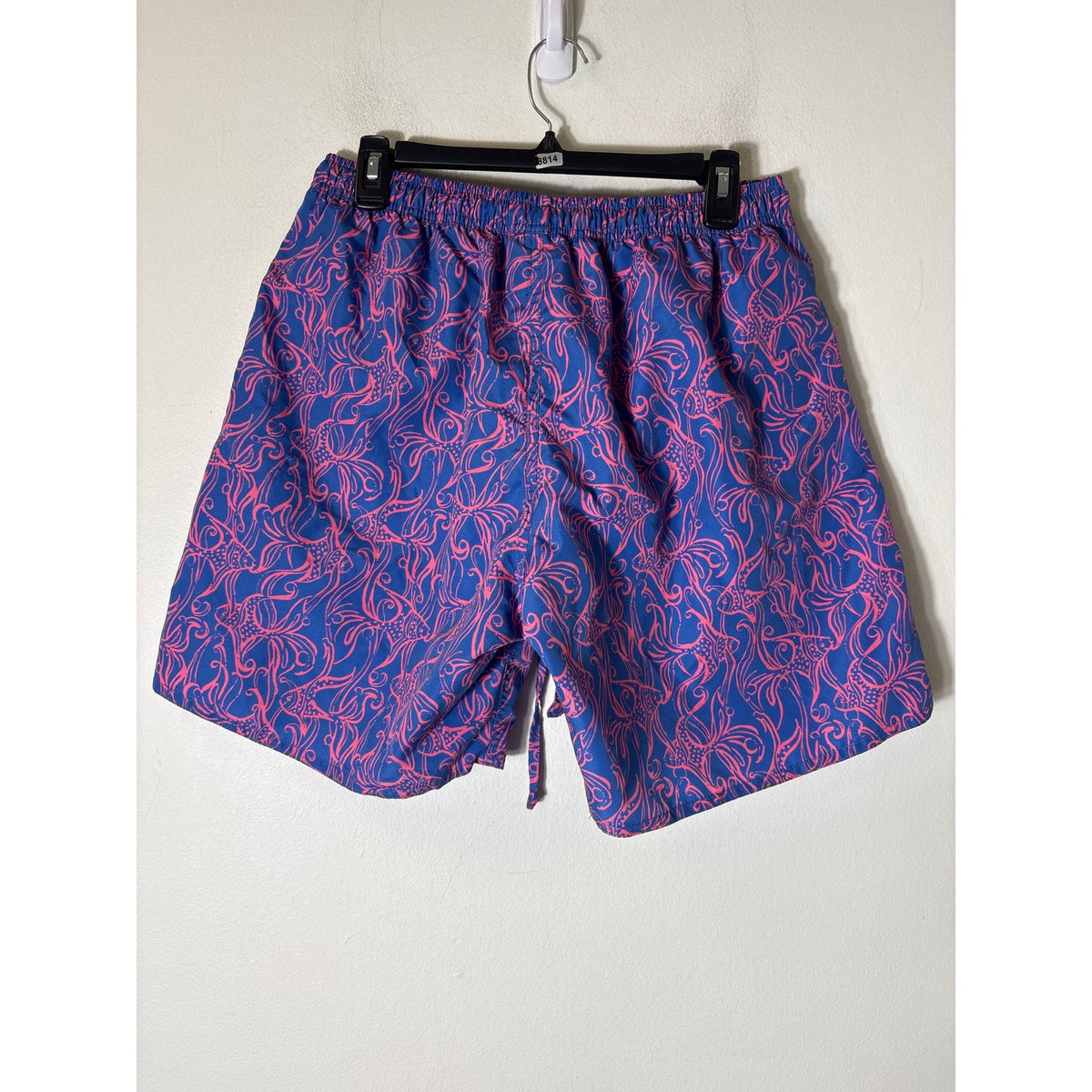 Men's Three Islands Blue Pink Fish Swim Trunks Sz L