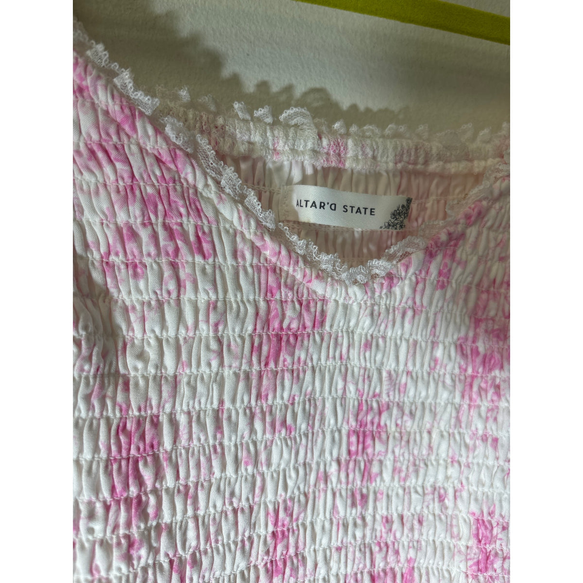 Altar'd State Pink Floral Long Sleeve Romper Sz S