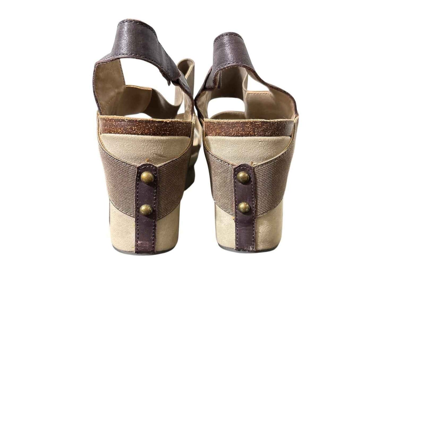 OTBT Brown Leather Wedge Strap Sandals Sz 8