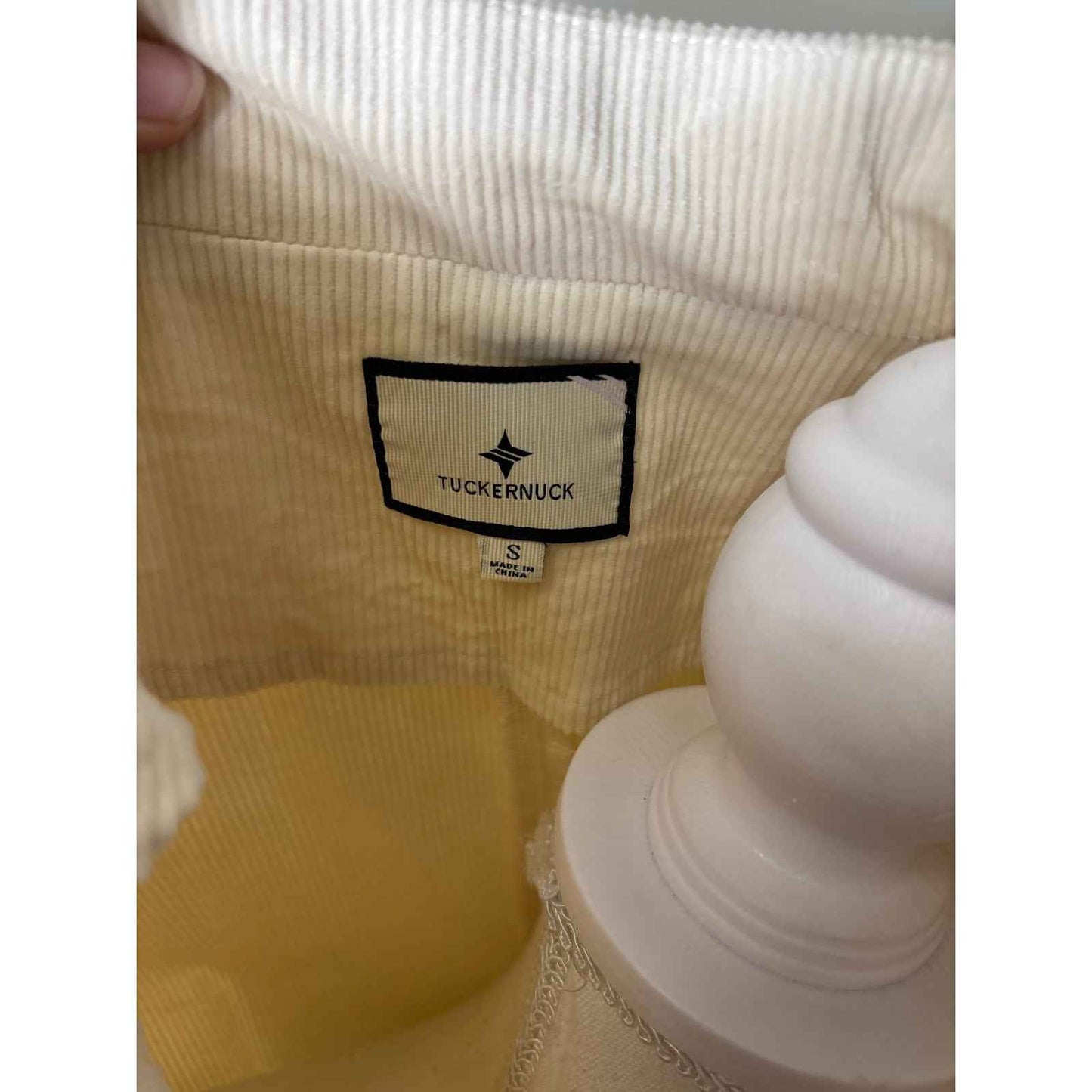 NWT Tuckernuck Cream Long Sleeve V-Neck Cordoroy Knee Length Dress S