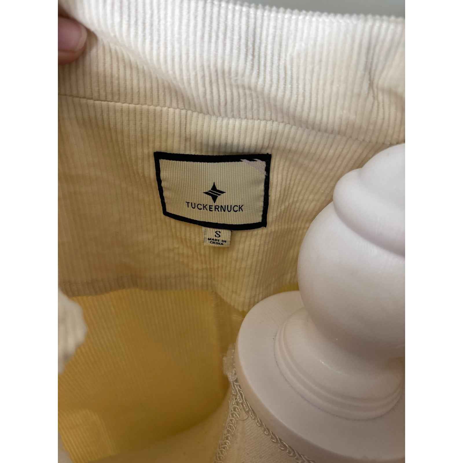 NWT Tuckernuck Cream Long Sleeve V-Neck Cordoroy Knee Length Dress S