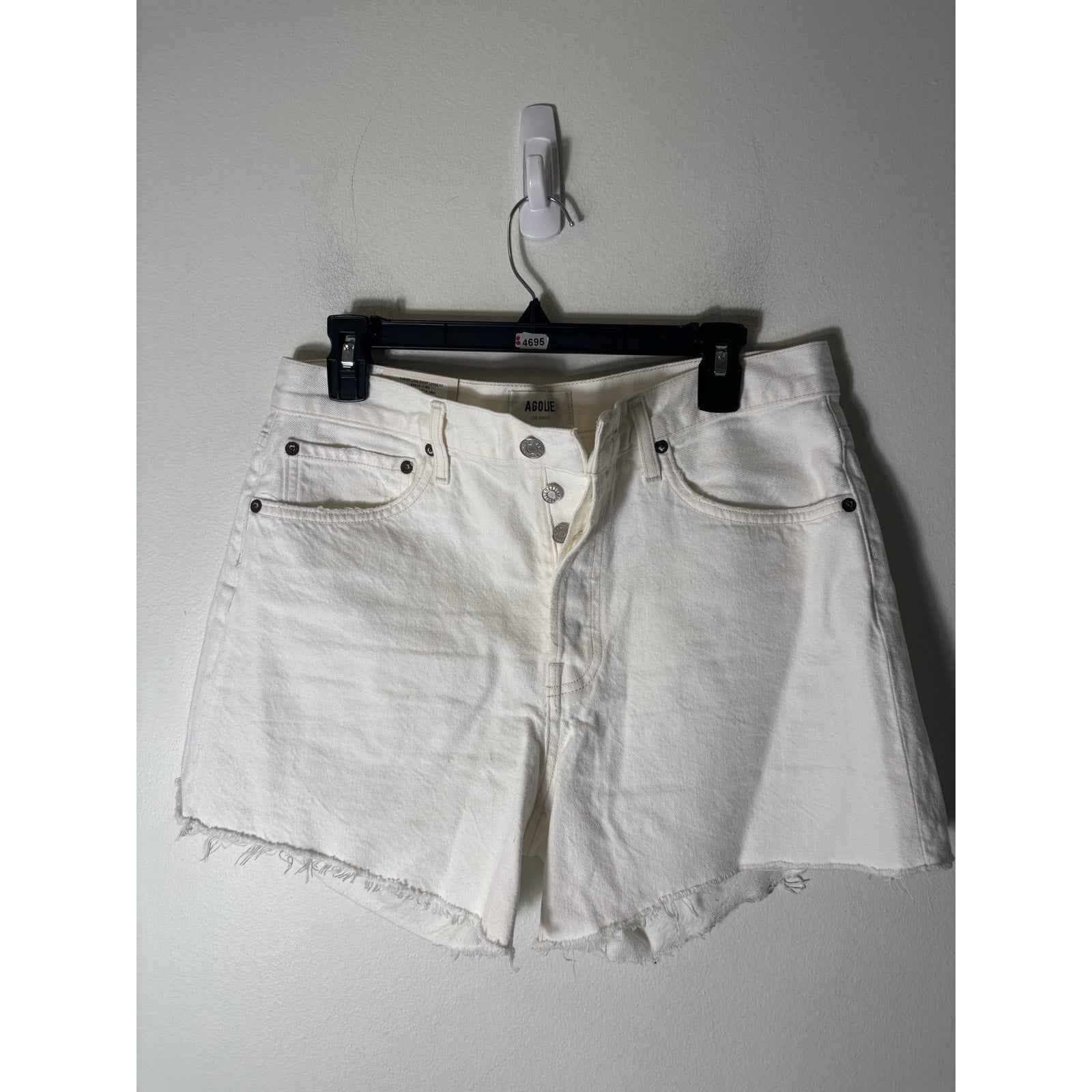 NWT Agolde White "parker Long Short Loose Fit" Cut Off Shorts Sz 29