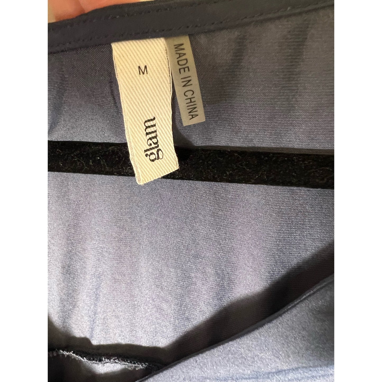 Glam Dark Blue Short Sleeve V-Neck High Low Tunic Sz M