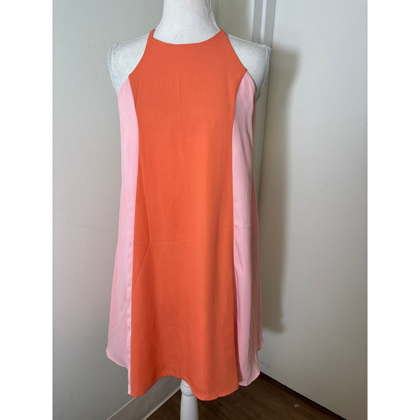 Crosby Orange and Pink Halter Neck Mini Dress sz XS