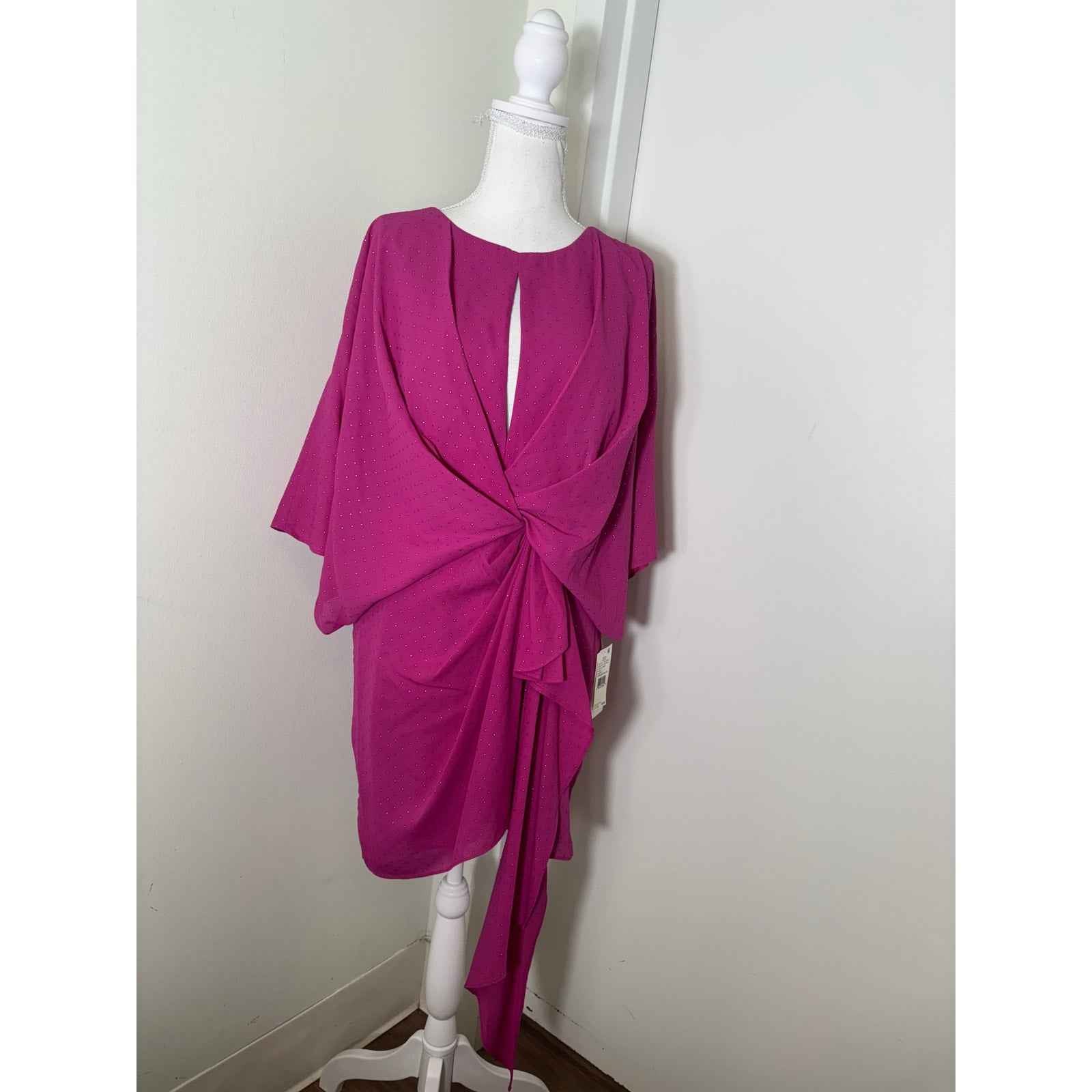 NWT Aidan by Aidan Mattox Fushia Draped Cocktail Dress Sz 6