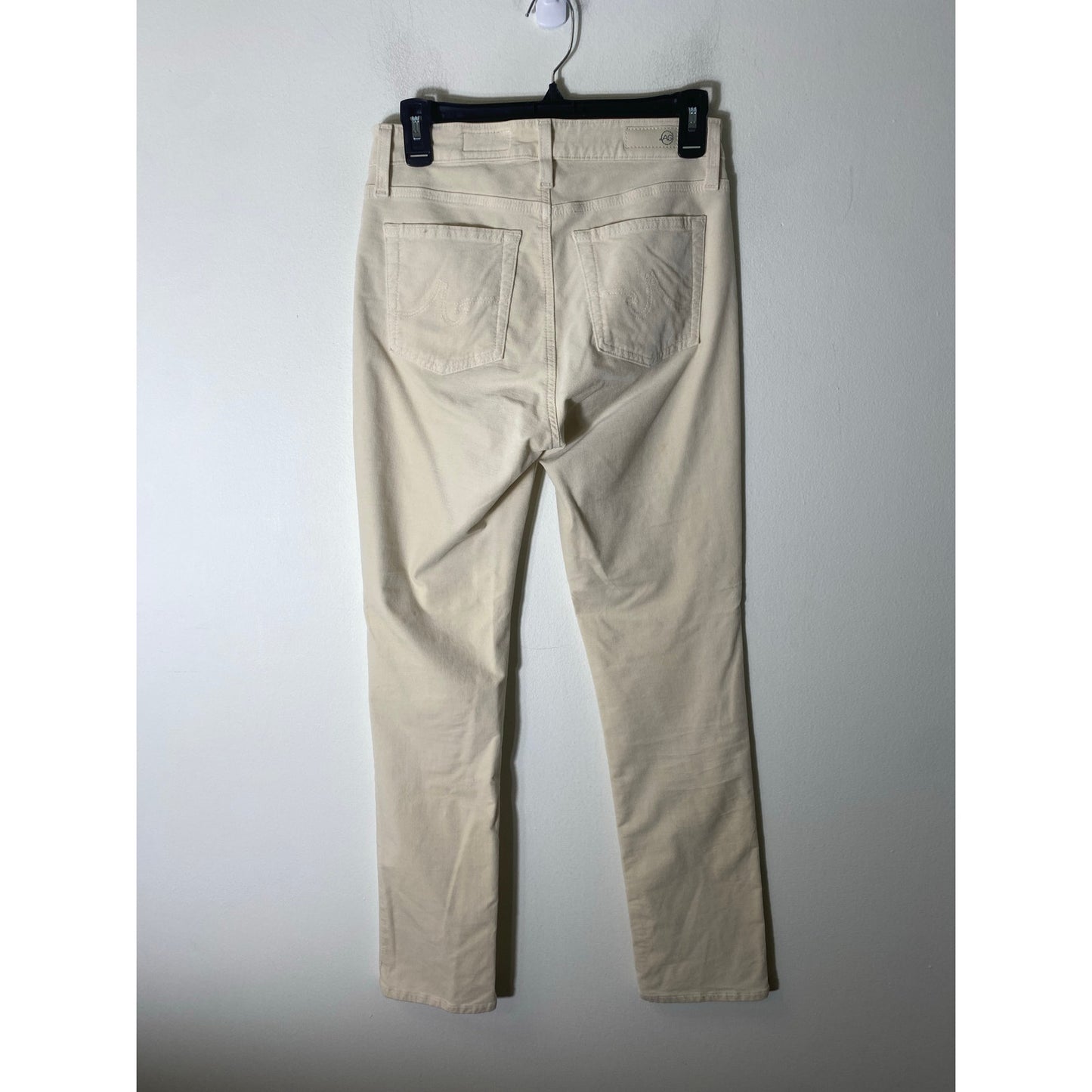 AG Mari High Rise Slim Straight Cream Velvet Denim Sz 27