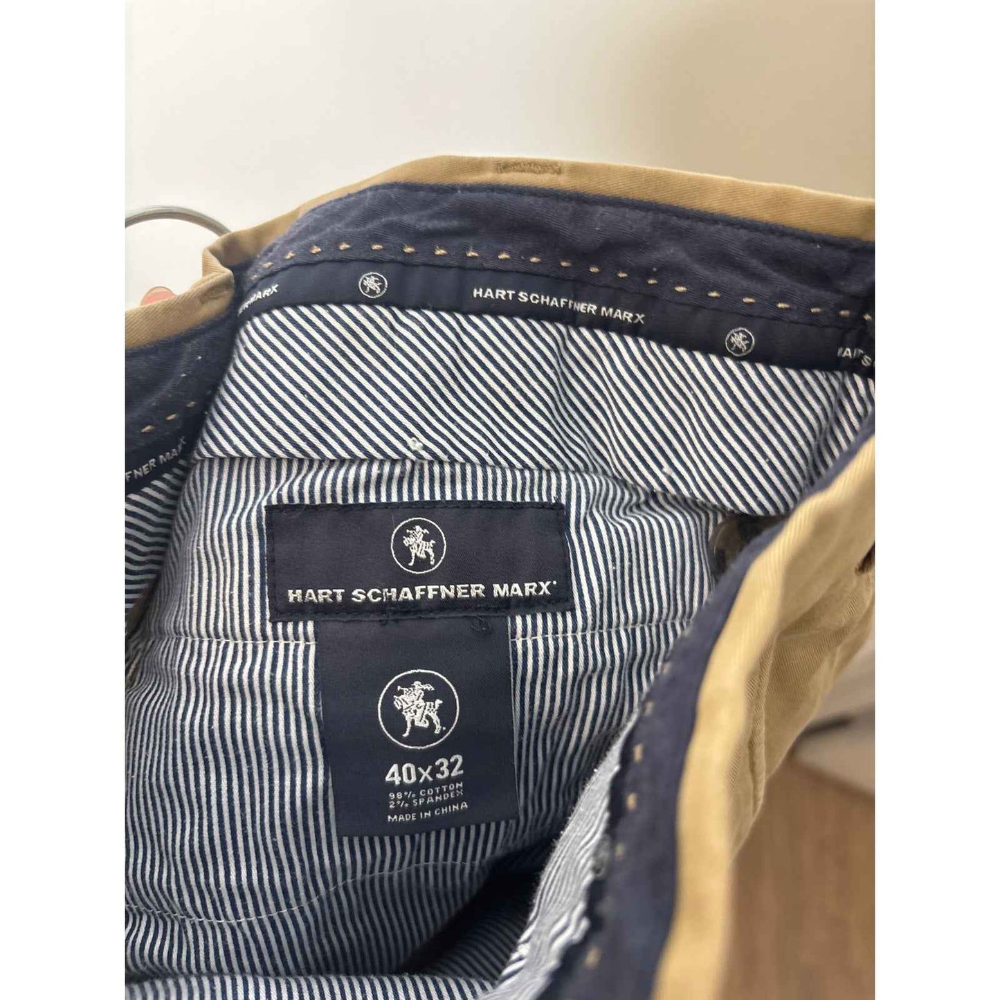 Men's Hart Schaffner Marx Tan Flat Front Chinos Sz 40x32