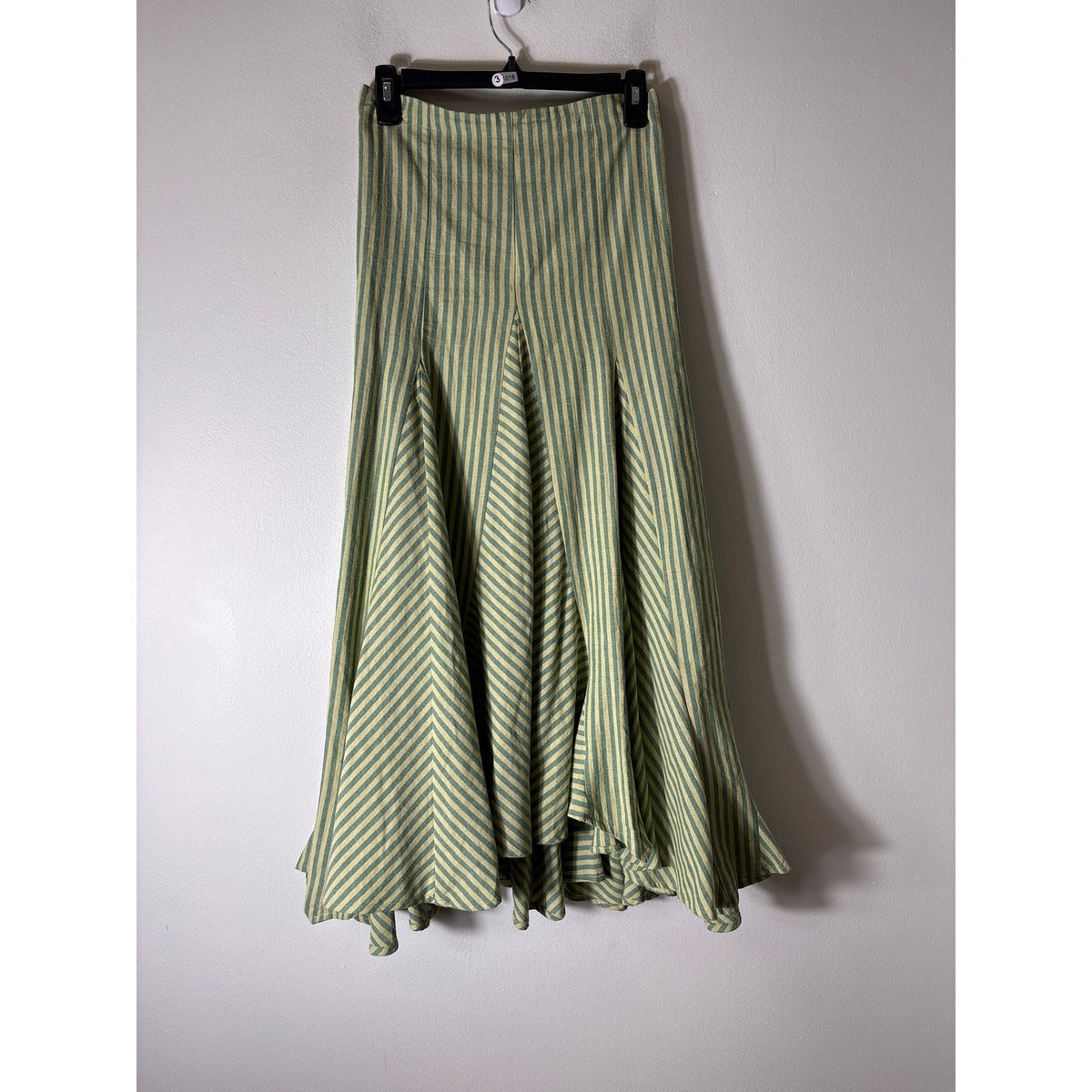 Benaar LA Yellow and Green Stripe Full Linen Maxi Skirt Sz 6