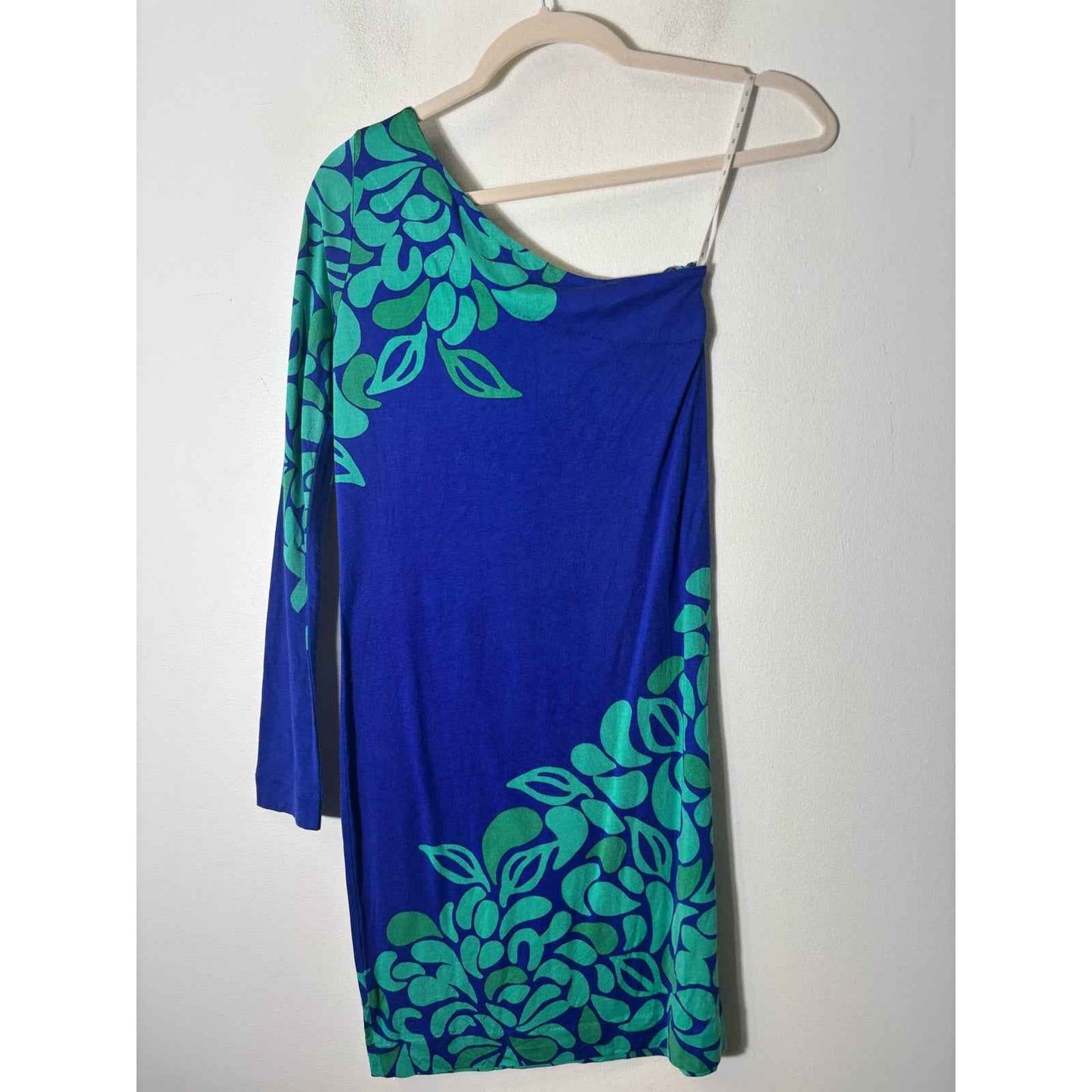 Lilly Pulitzer Green Purple One Shoulder Long Sleeve Knee Length Dress Sz XS