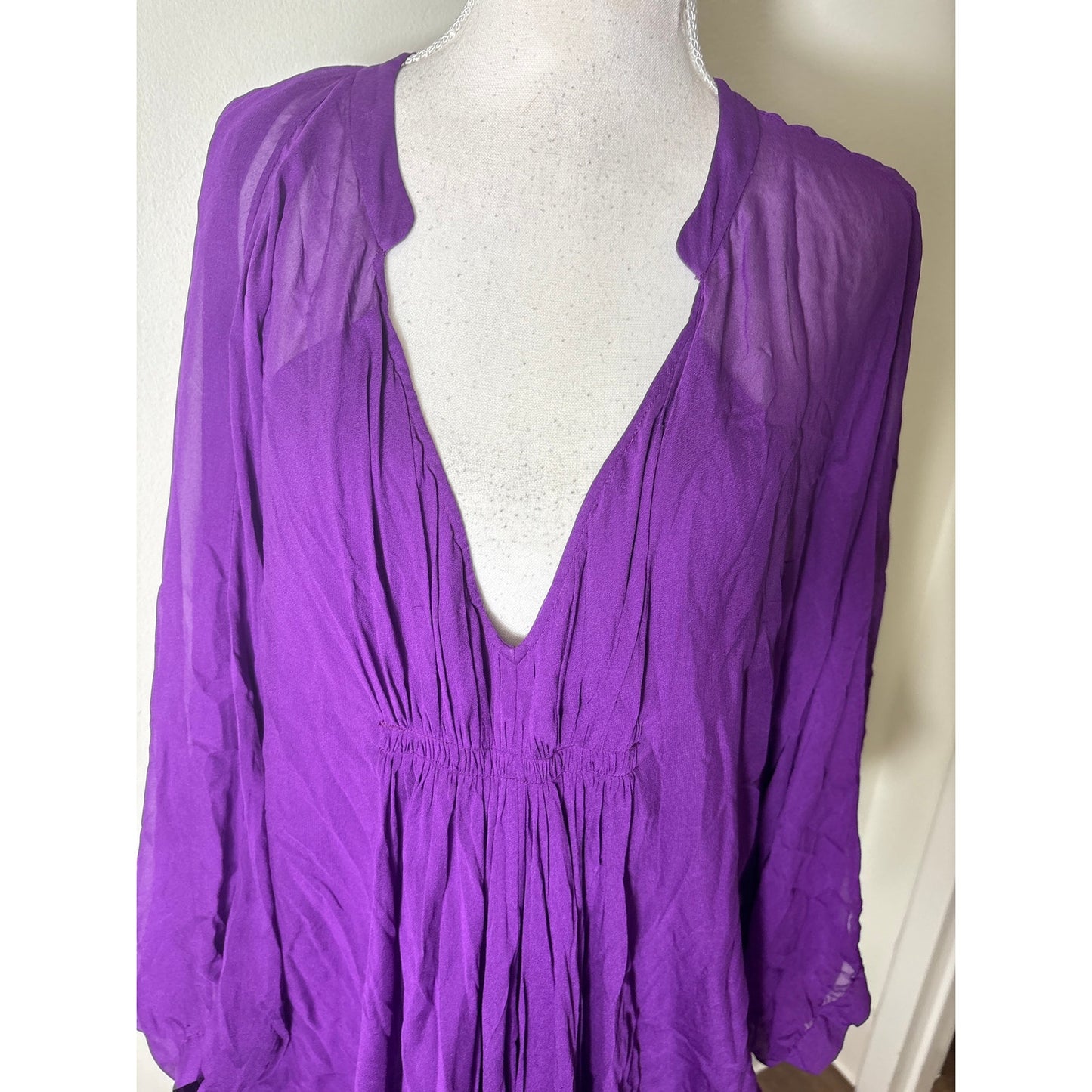 Diane Von Furstenberg Vintage Purple V-Neck Special Occasion Cape Dress Sz 12