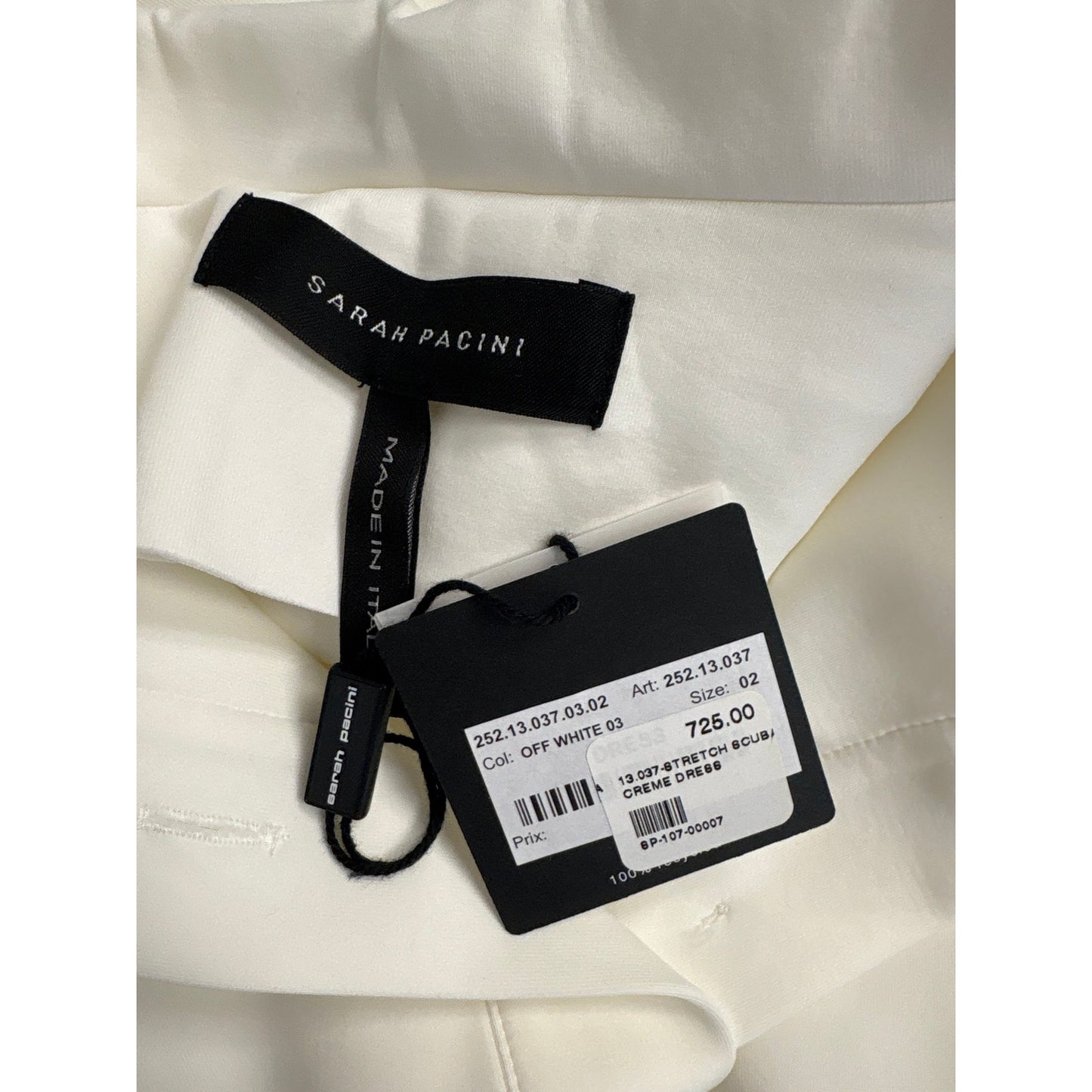 NWT Sarah Pacini Creme Scuba Stretch Dress Sz 02