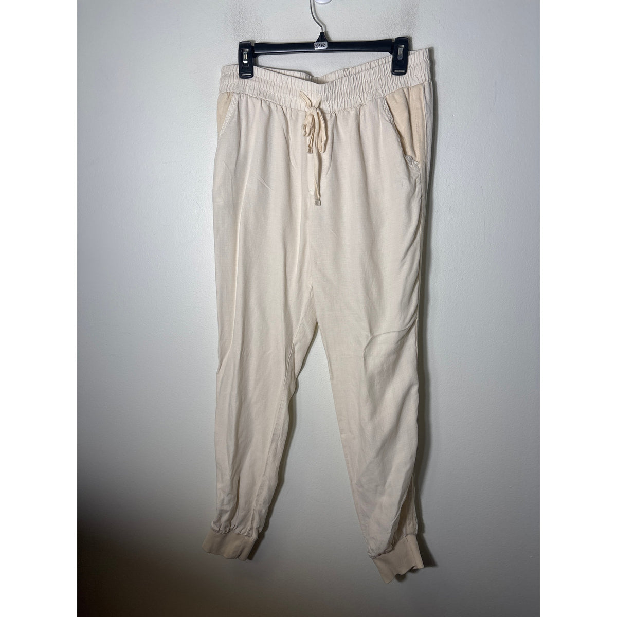 Splendid Cream Linen Loose Fit Joggers Sz M