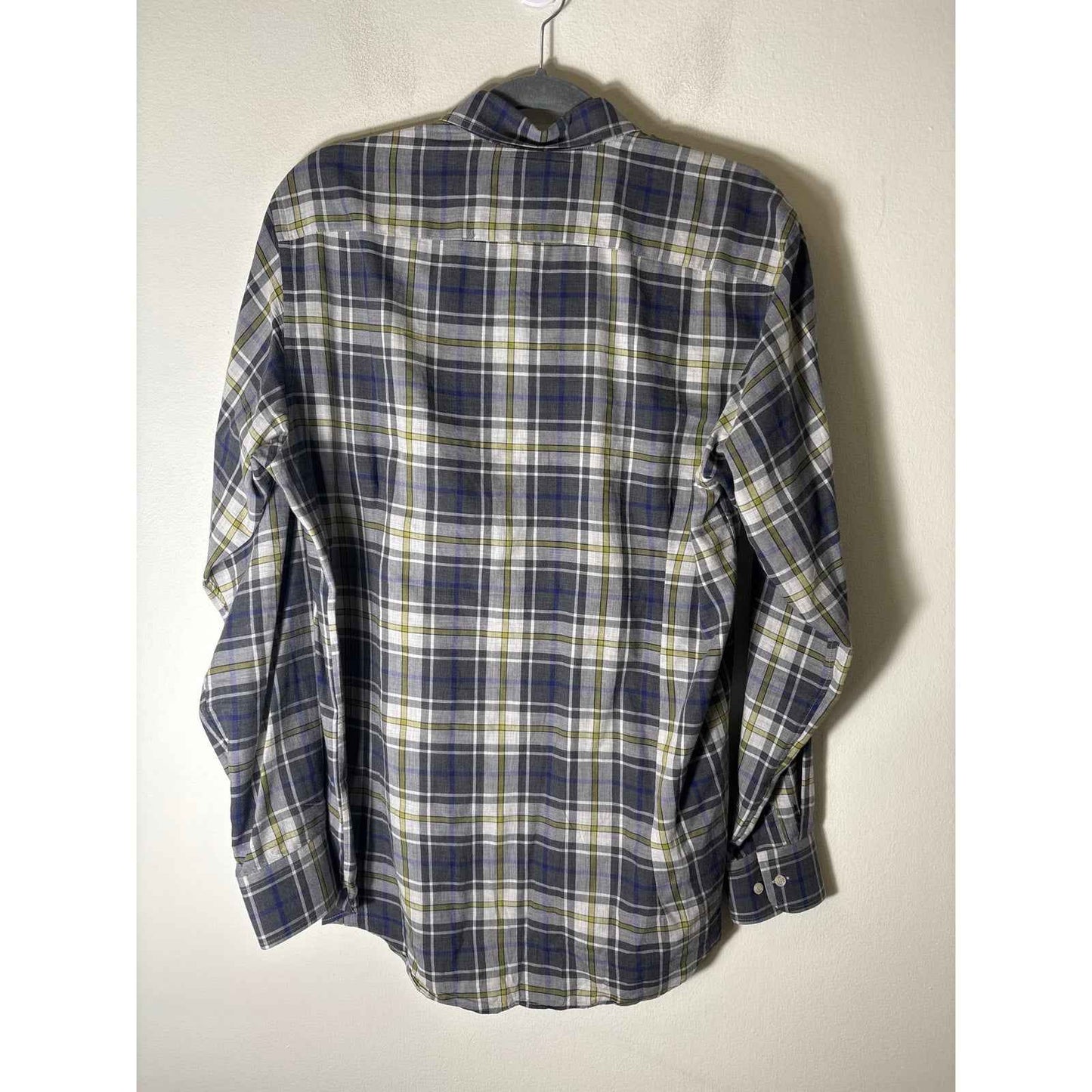 Men's Etro 40 Gray Plaid Long Sleeve Cotton Button Down Shirt Sz