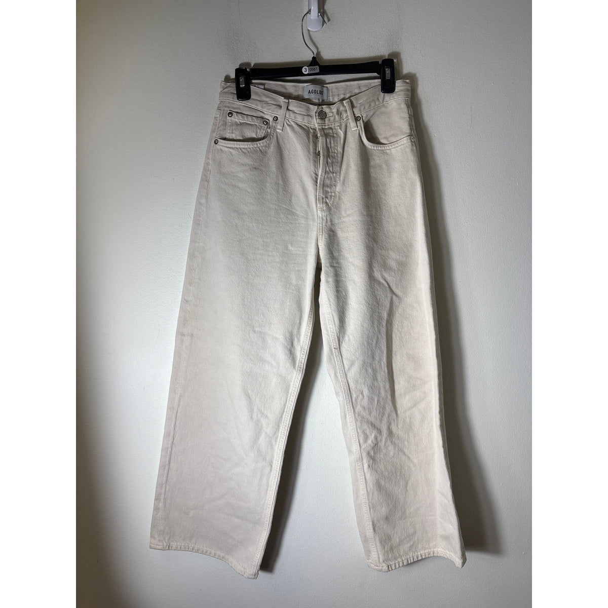 Agolde Cream High Waist Wide Leg 5 Pocket Denim Sz 28