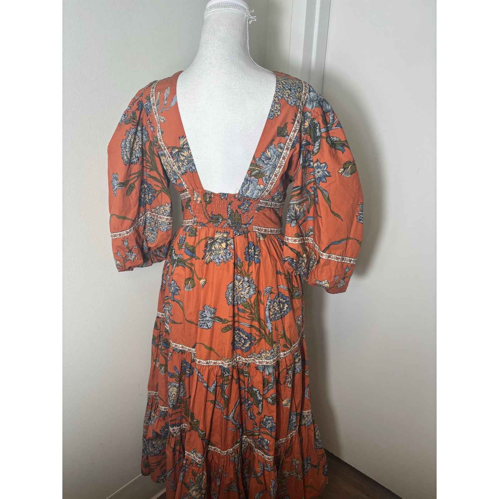 Love the Label Orange Floral Maxi Dress Sz S