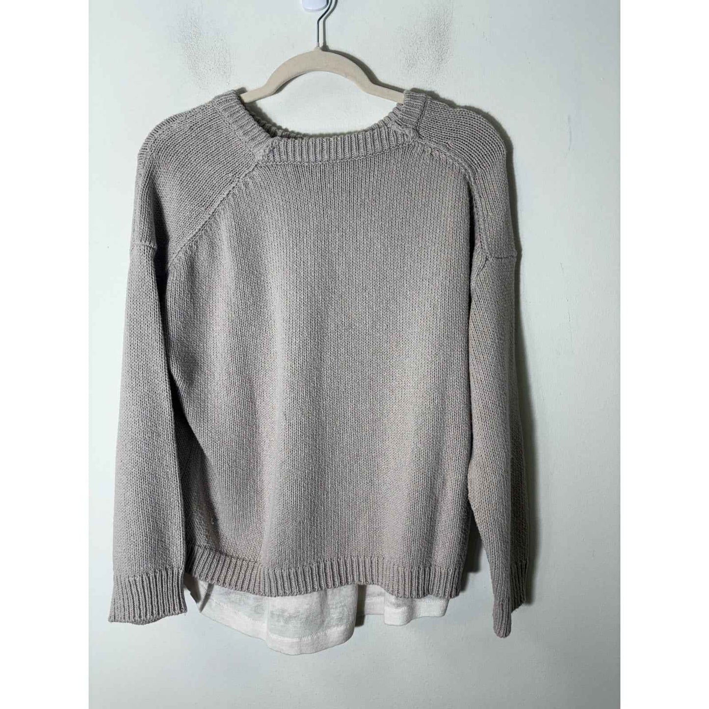 Brochu Walker Oatmeal Long Sleeve Crewneck Knit Sweater Sz M