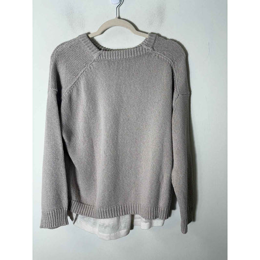 Brochu Walker Oatmeal Long Sleeve Crewneck Knit Sweater Sz M